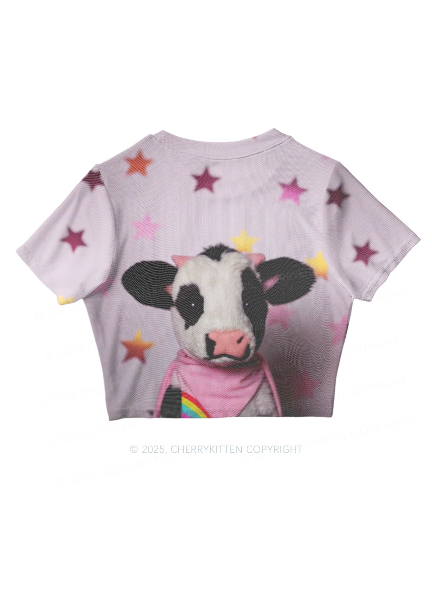 Cow Magic Stars Y2K Mesh Crop Top Cherrykitten
