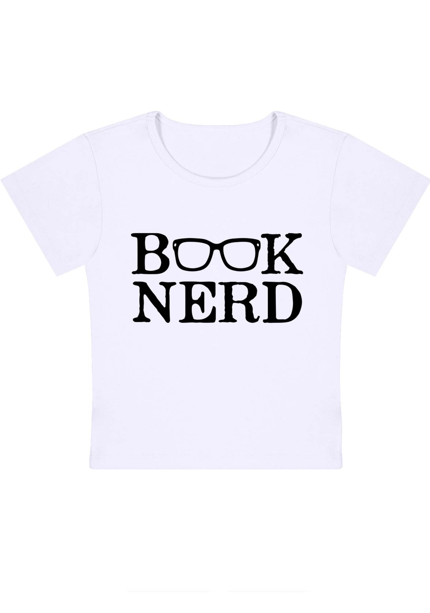 Book Nerd Glasses Y2K Baby Tee