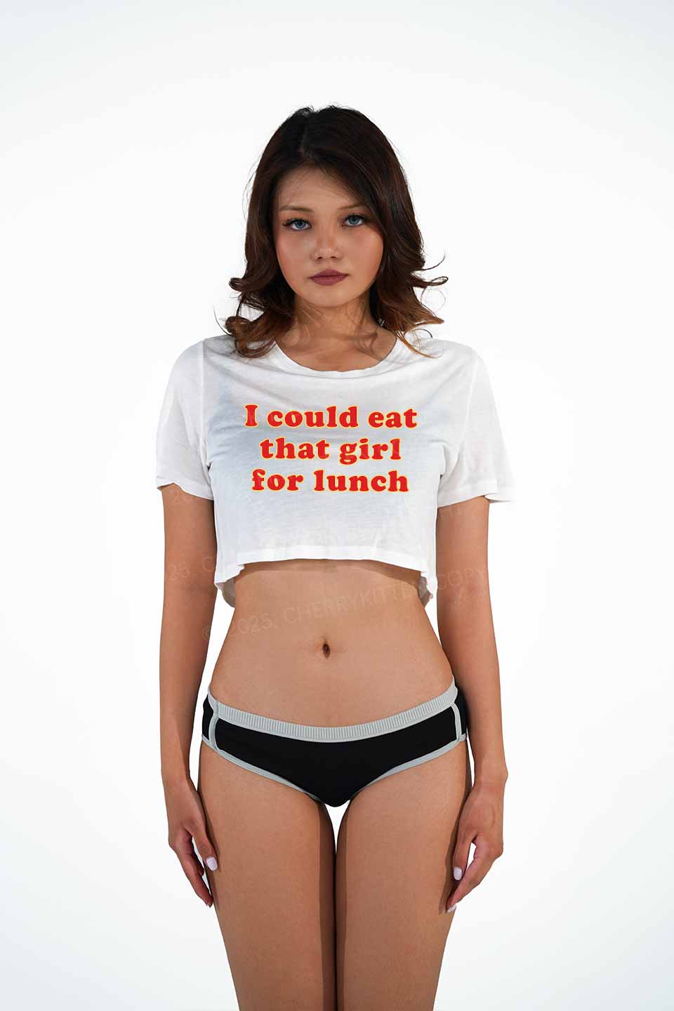 Eat That Girl For Lunch Pride Y2K Sheer Crop Tee Cherrykitten