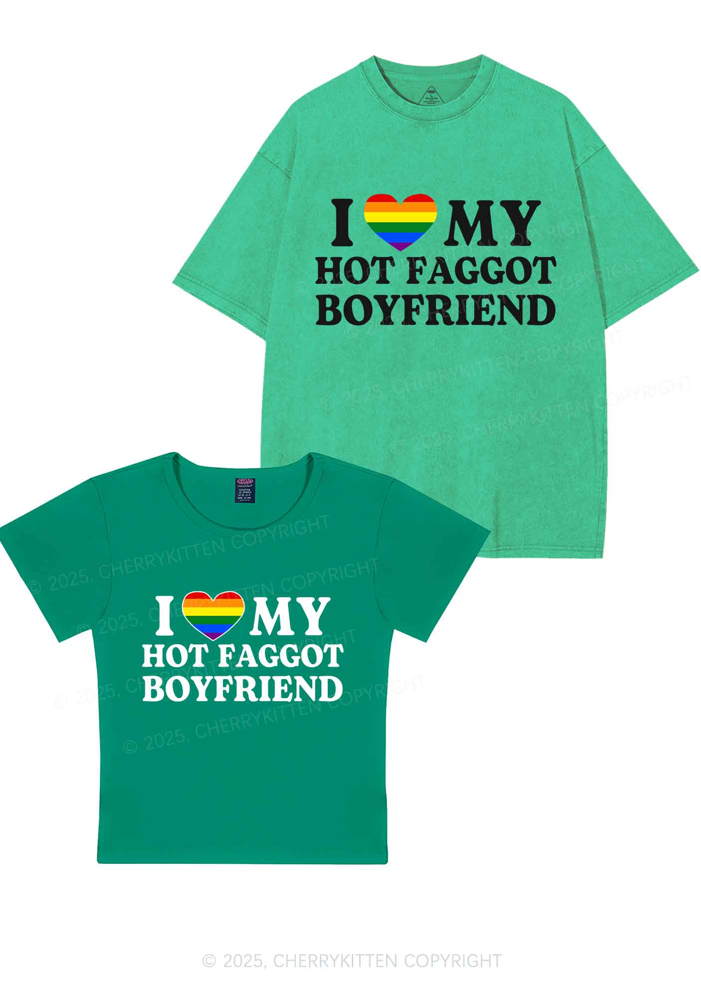 Love My Hot Faggot BF Y2K Valentine's Day Couple Shirt Cherrykitten