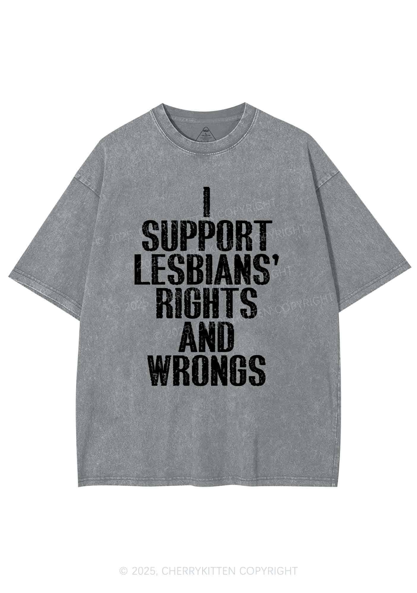 Support Lesbians Rights Pride Y2K Shirts Washed Tee Cherrykitten