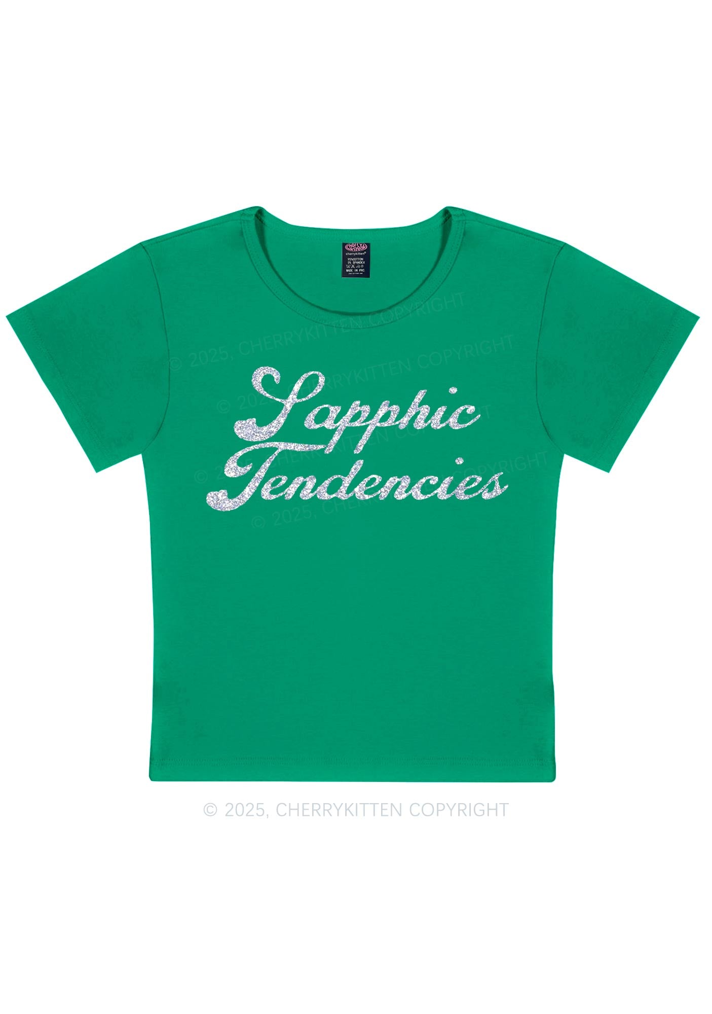 Glitter Sapphic Tendencies Pride Y2K Baby Tee Cherrykitten