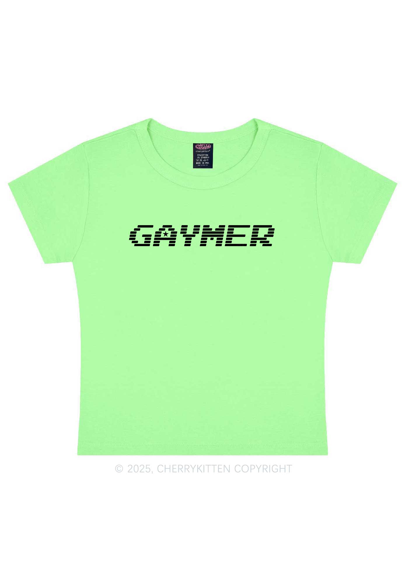 Gaymer Pride Y2K Baby Tee Cherrykitten