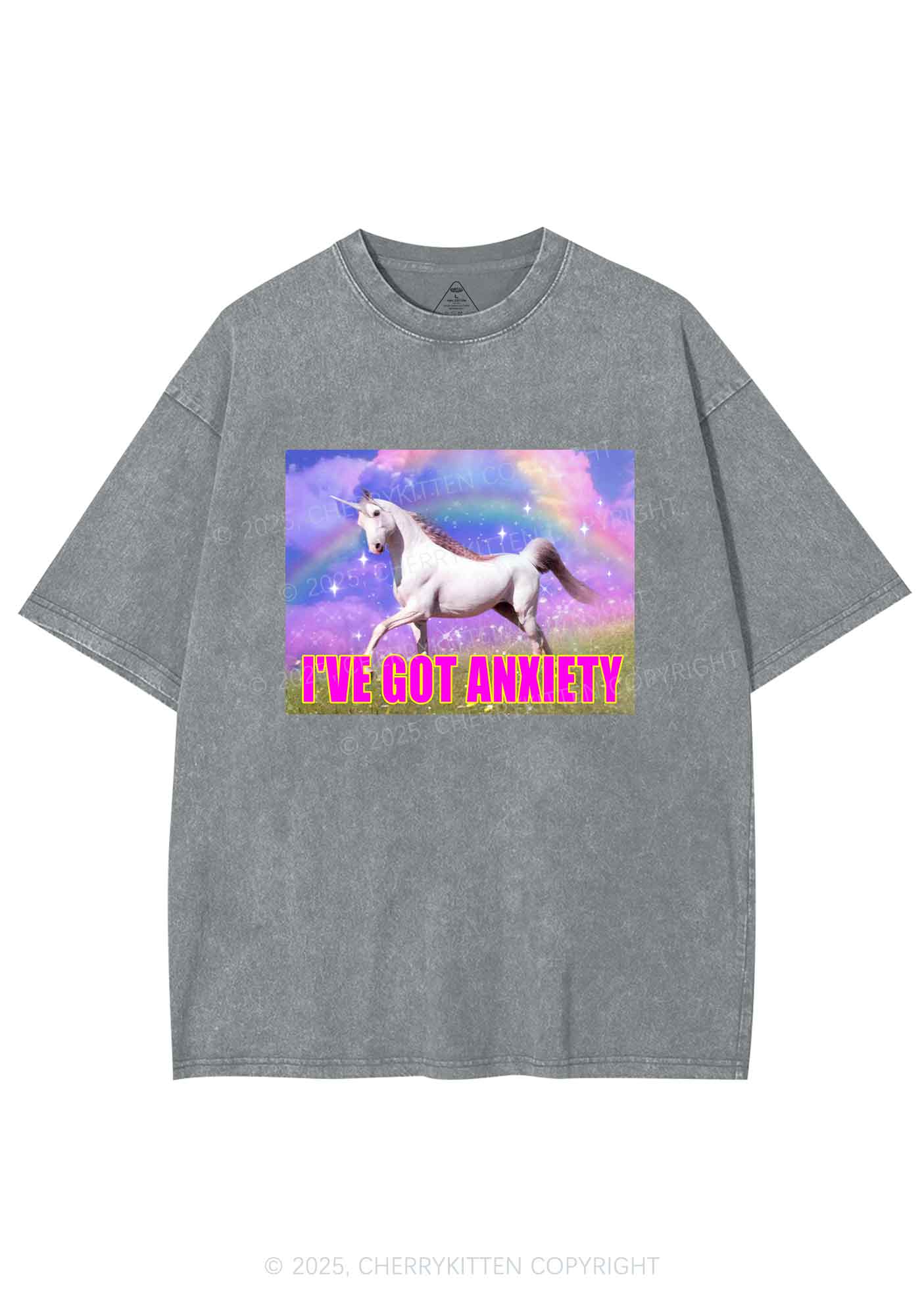 I've Got Anxiety Y2K Shirts Washed Tee Cherrykitten