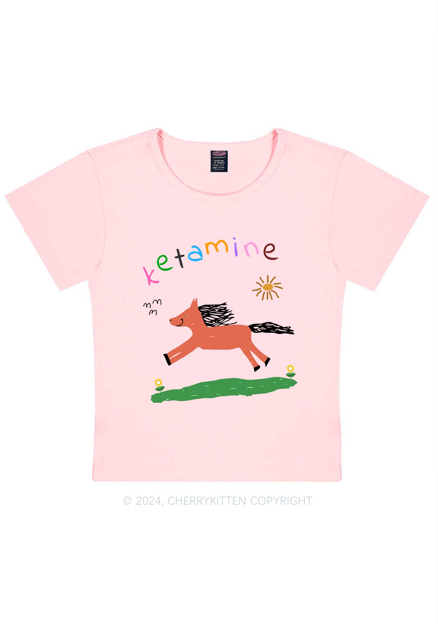 Orange Pony Y2K Baby Tee