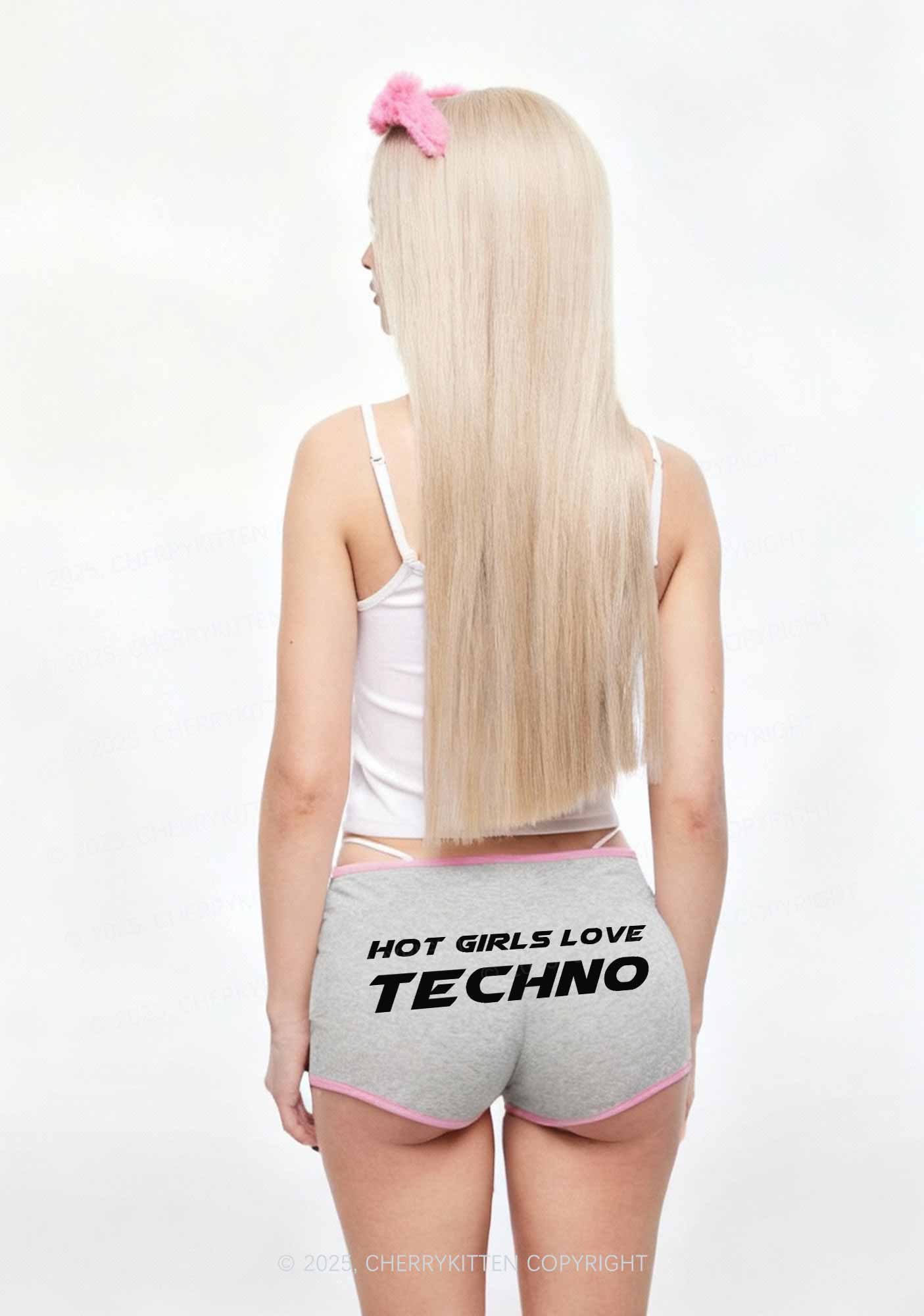 Hot Girls Love Techno Y2K Booty Shorts Cherrykitten