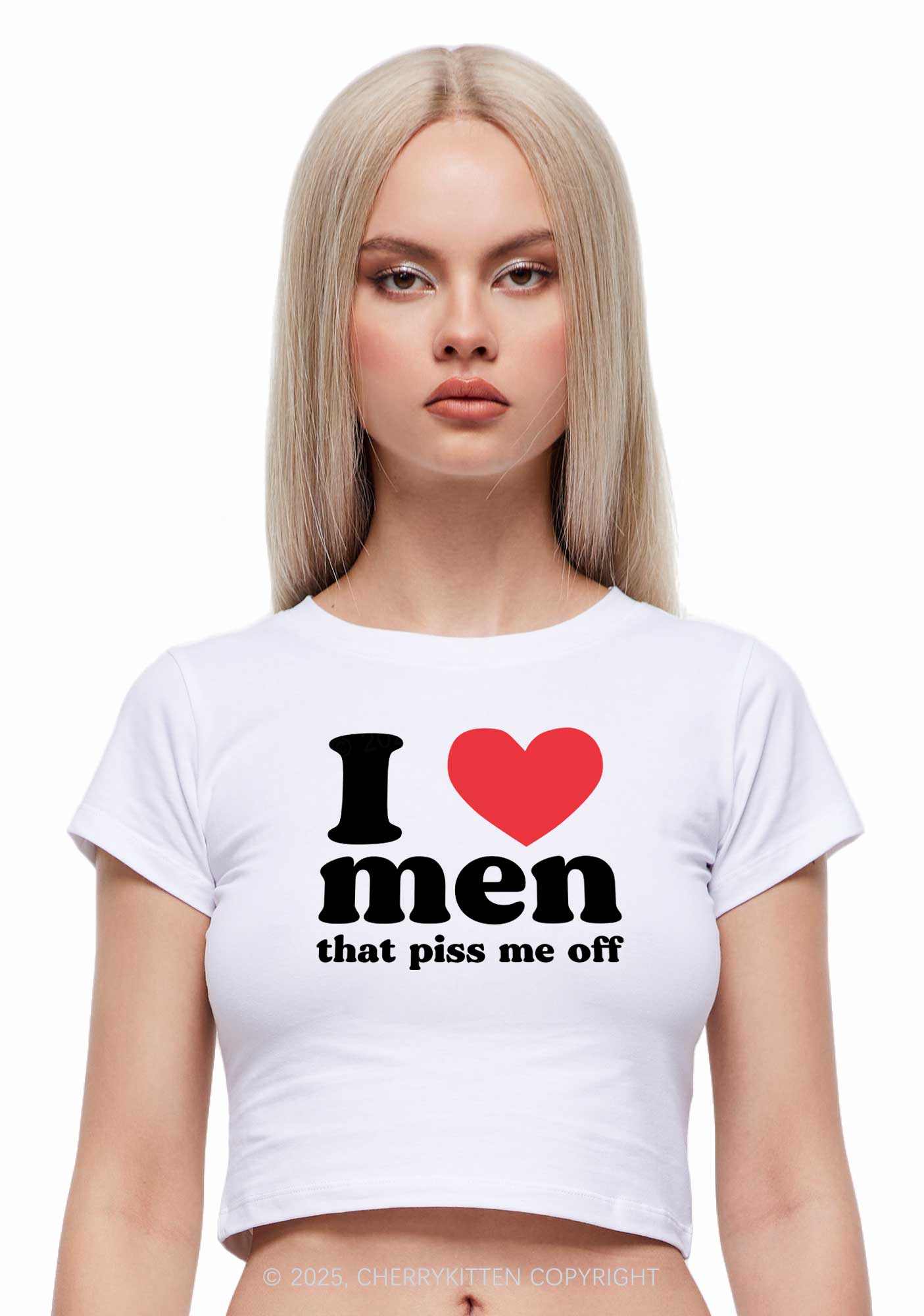 I Love Men Piss Me Off Y2K Baby Tee Cherrykitten