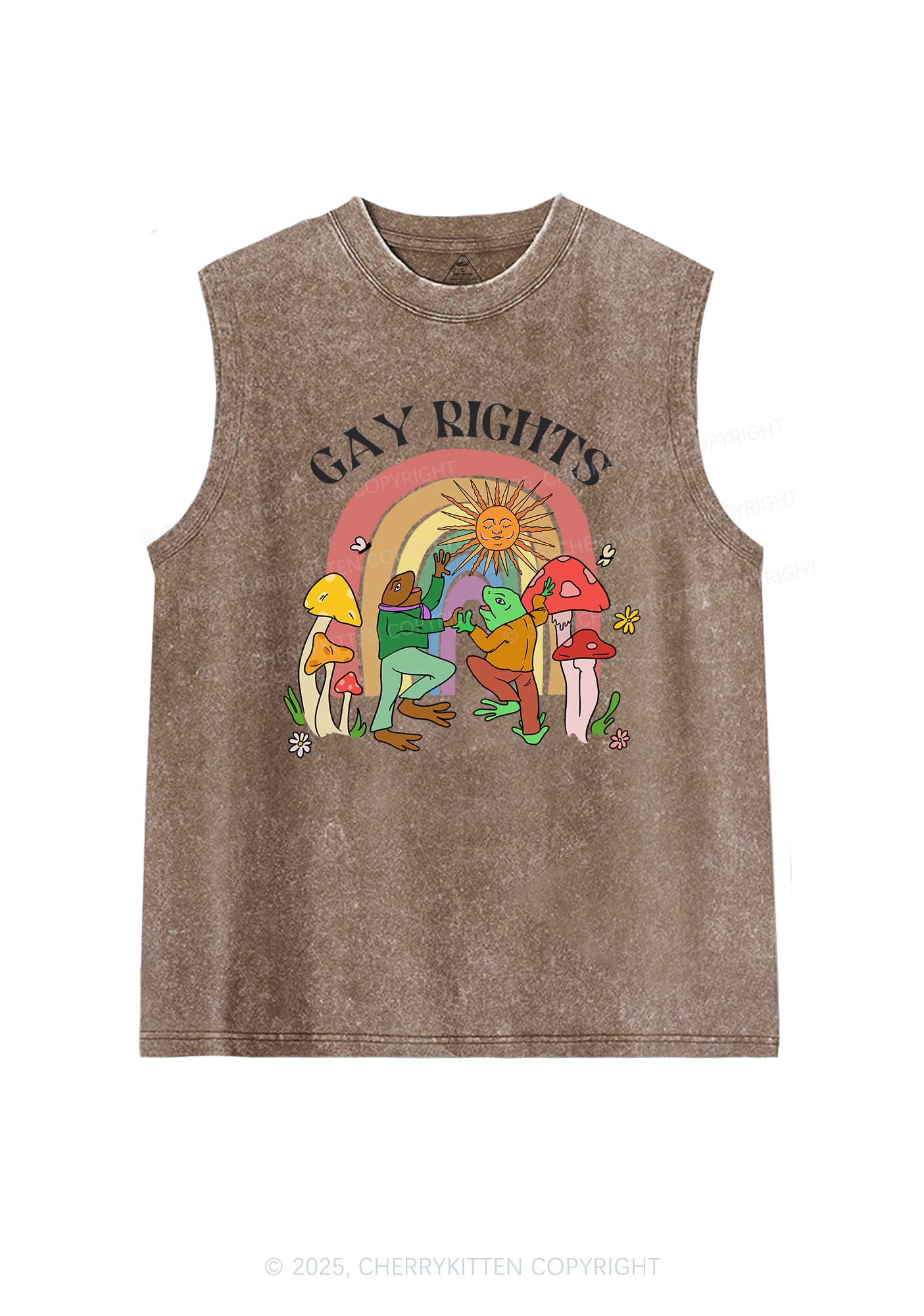 Gay Rights Pride Y2K Washed Muscle Tank Cherrykitten