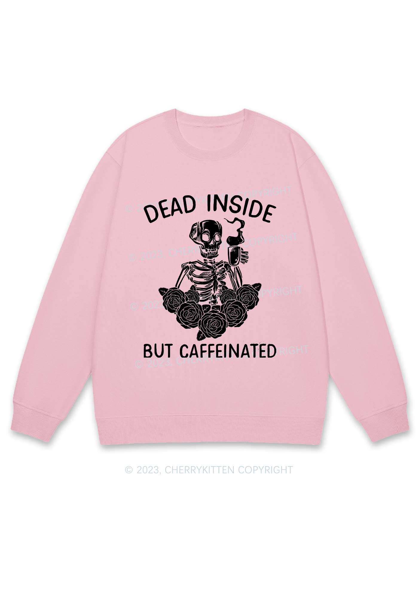 Dead Inside But Caffeinated Halloween Y2K Sweatshirt Cherrykitten