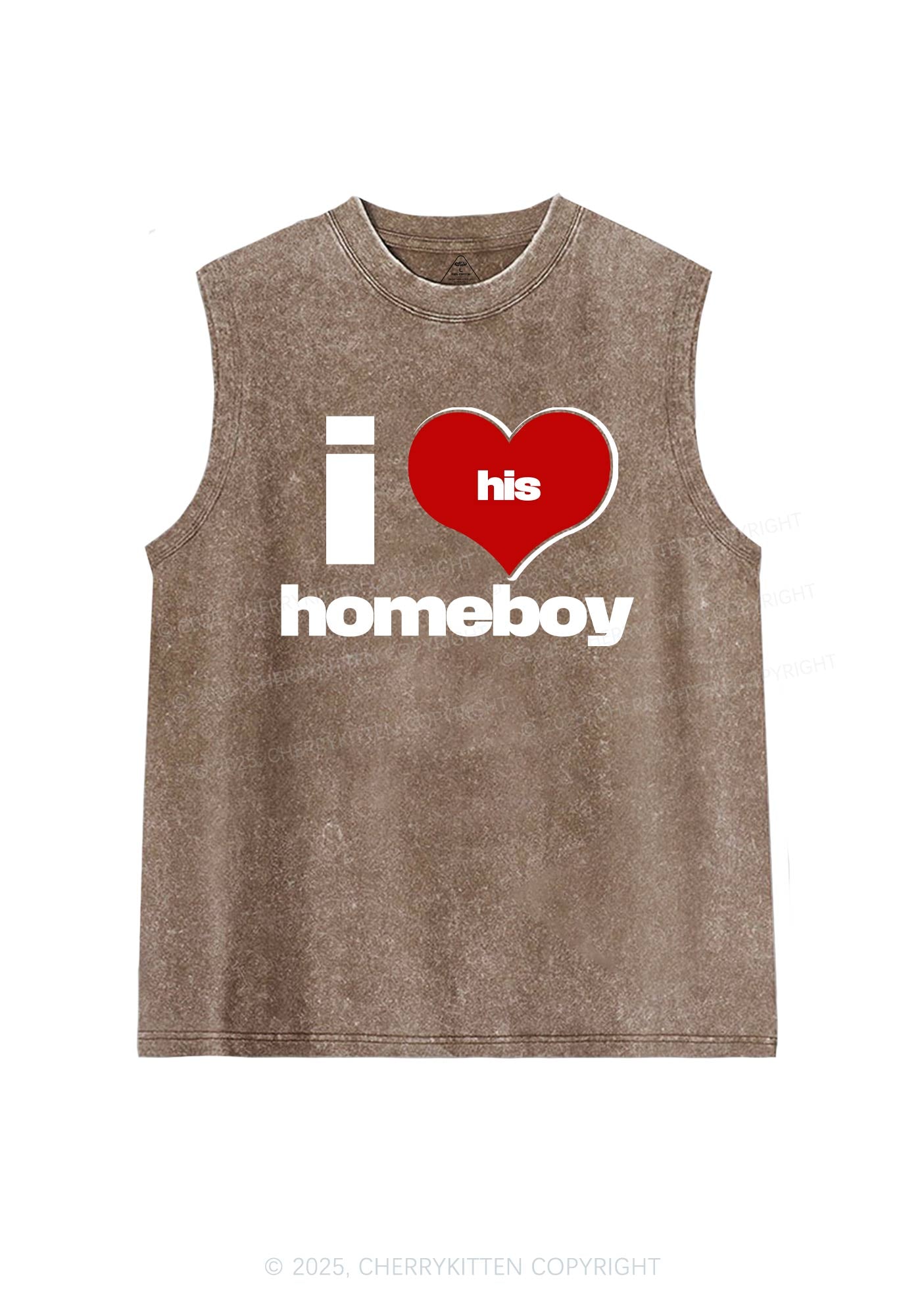 I Love His Homeboy Y2K Washed Muscle Tank Cherrykitten