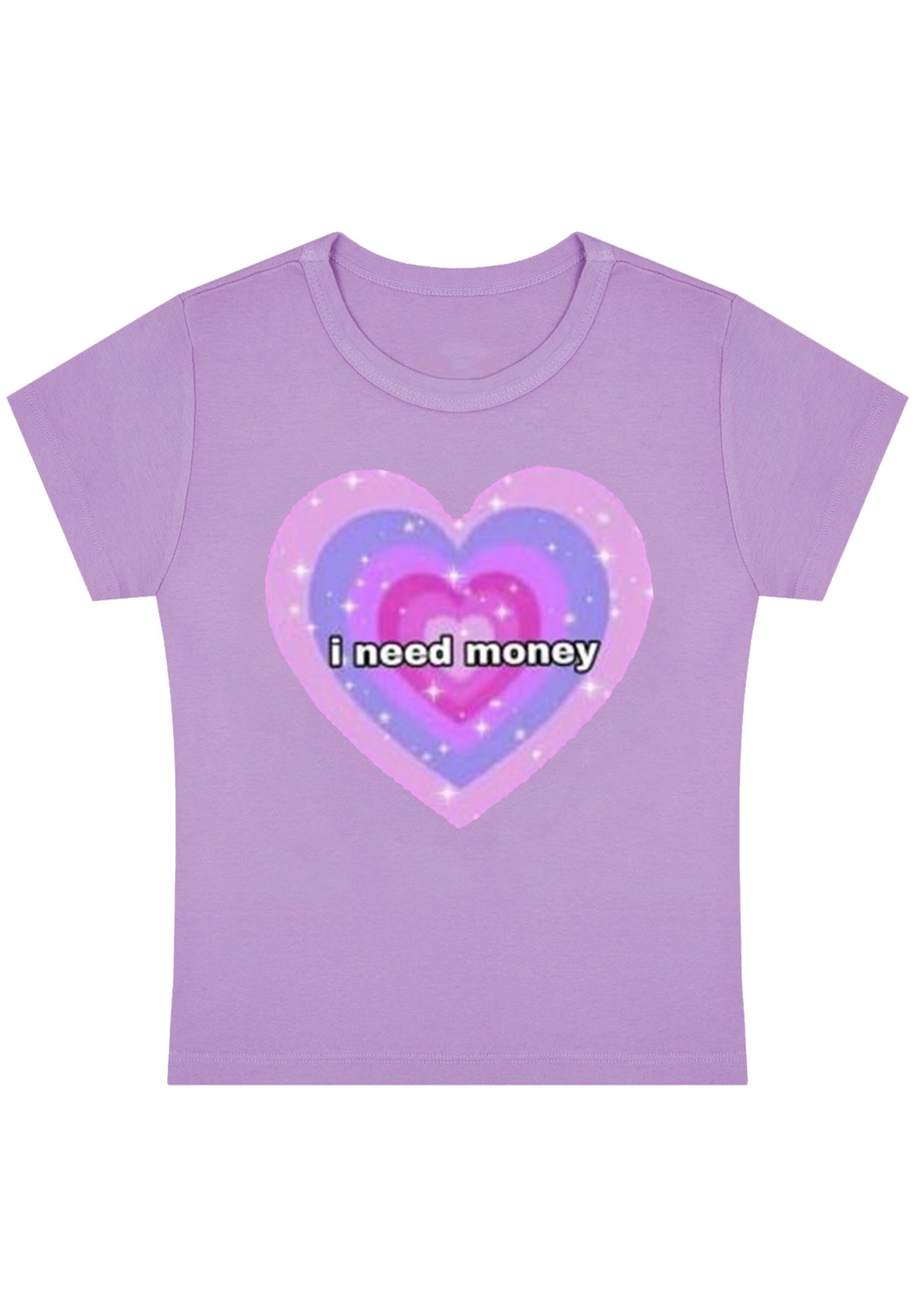 I Need Money Hearts Y2K Baby Tee