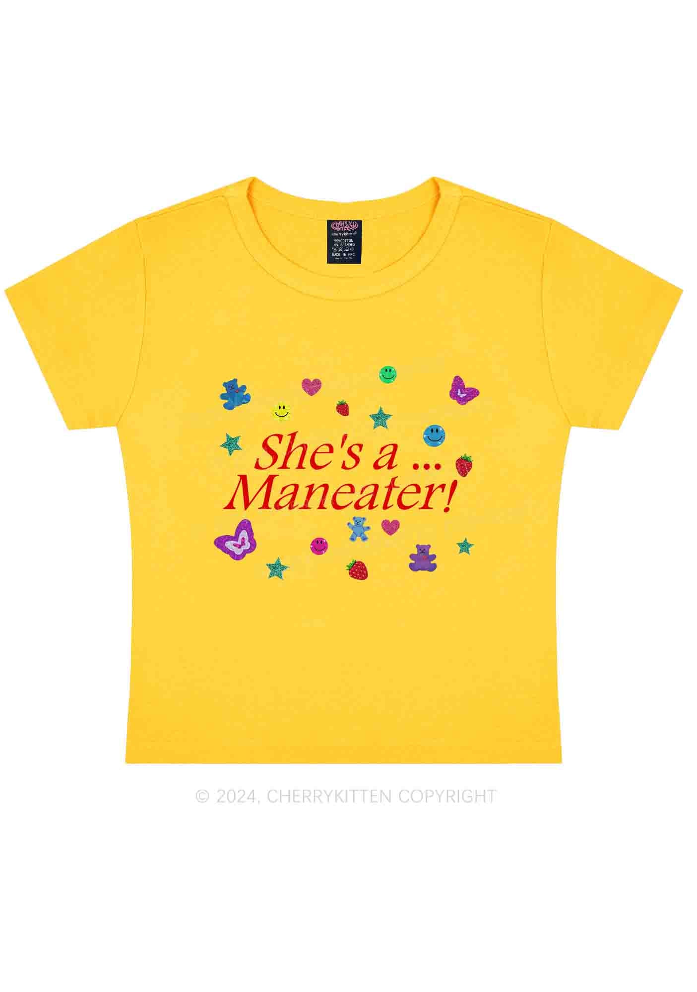 She's A Maneater Y2K Baby Tee Cherrykitten
