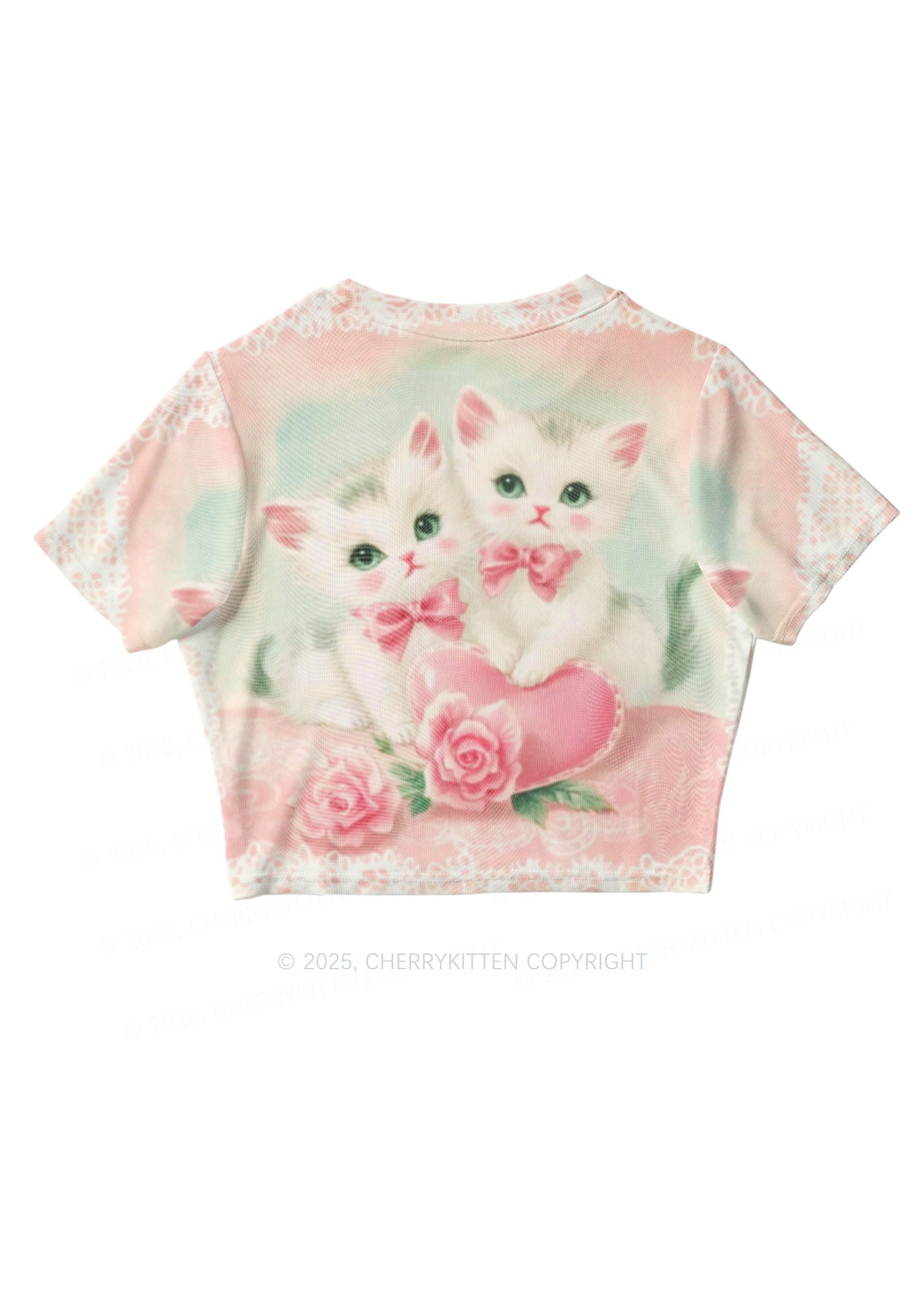 Rose Kitties Y2K Mesh Crop Top Cherrykitten