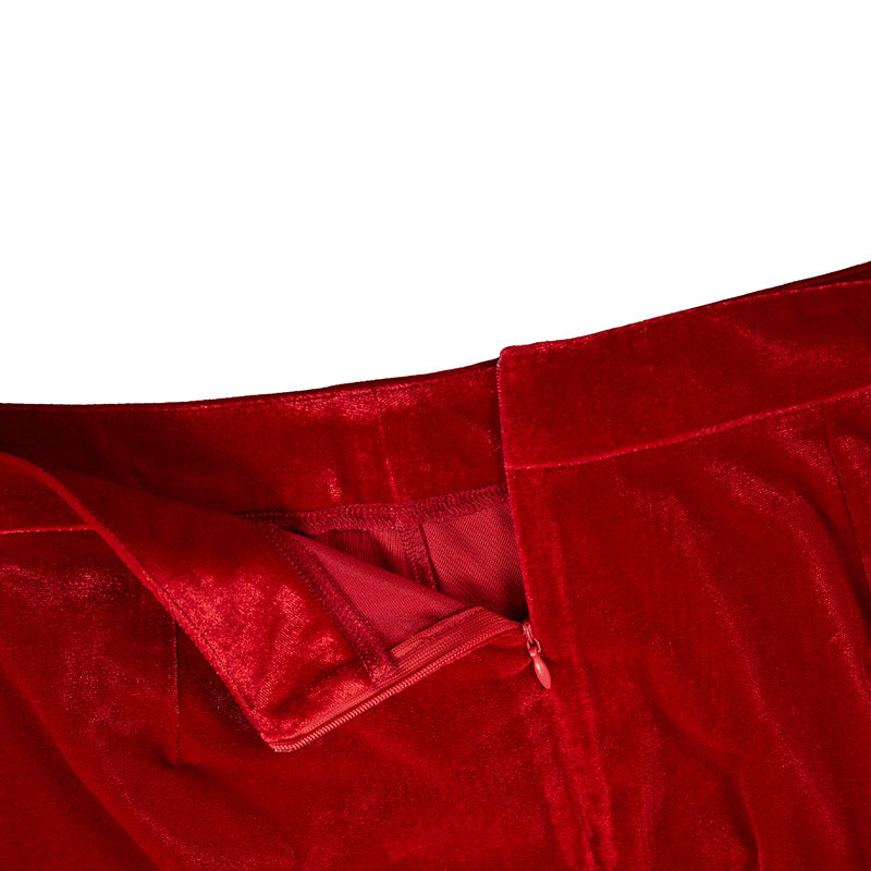 Red Christmas Velvet Cami&Circle Skirt 4 Pcs Set