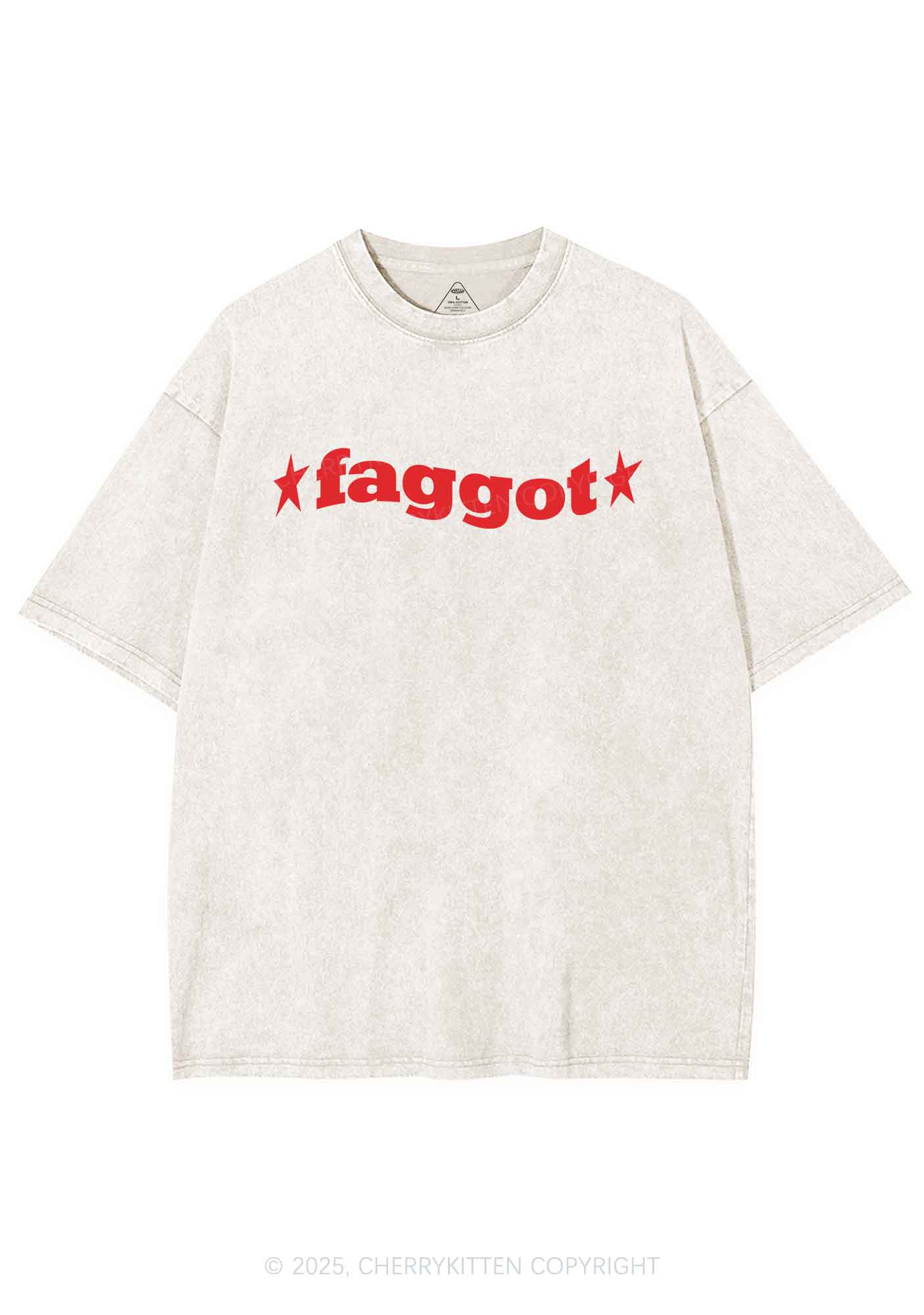 Red Faggot Pride Y2K Shirts Washed Tee Cherrykitten