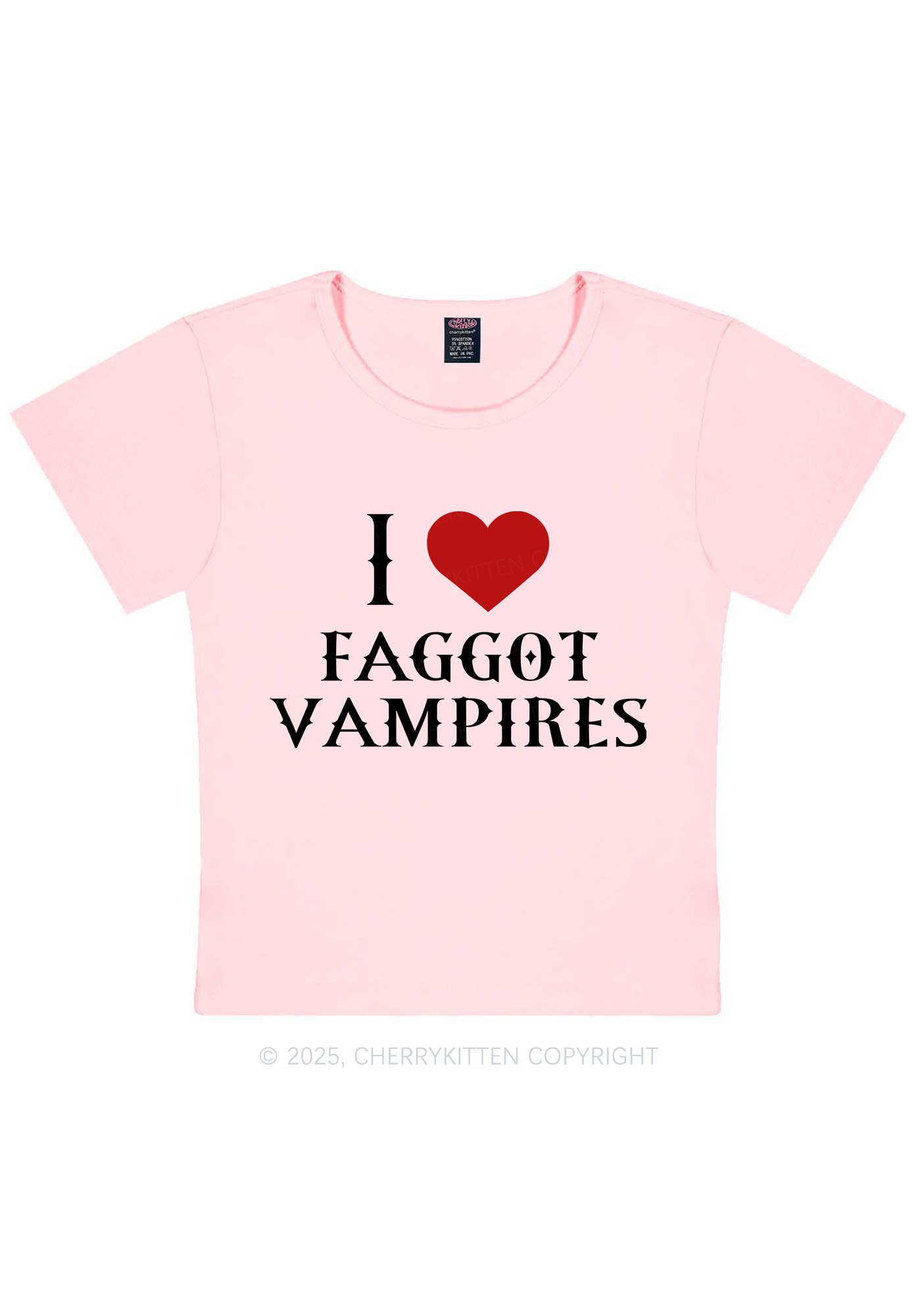 I Love Faggot Vampires Pride Y2K Baby Tee Cherrykitten