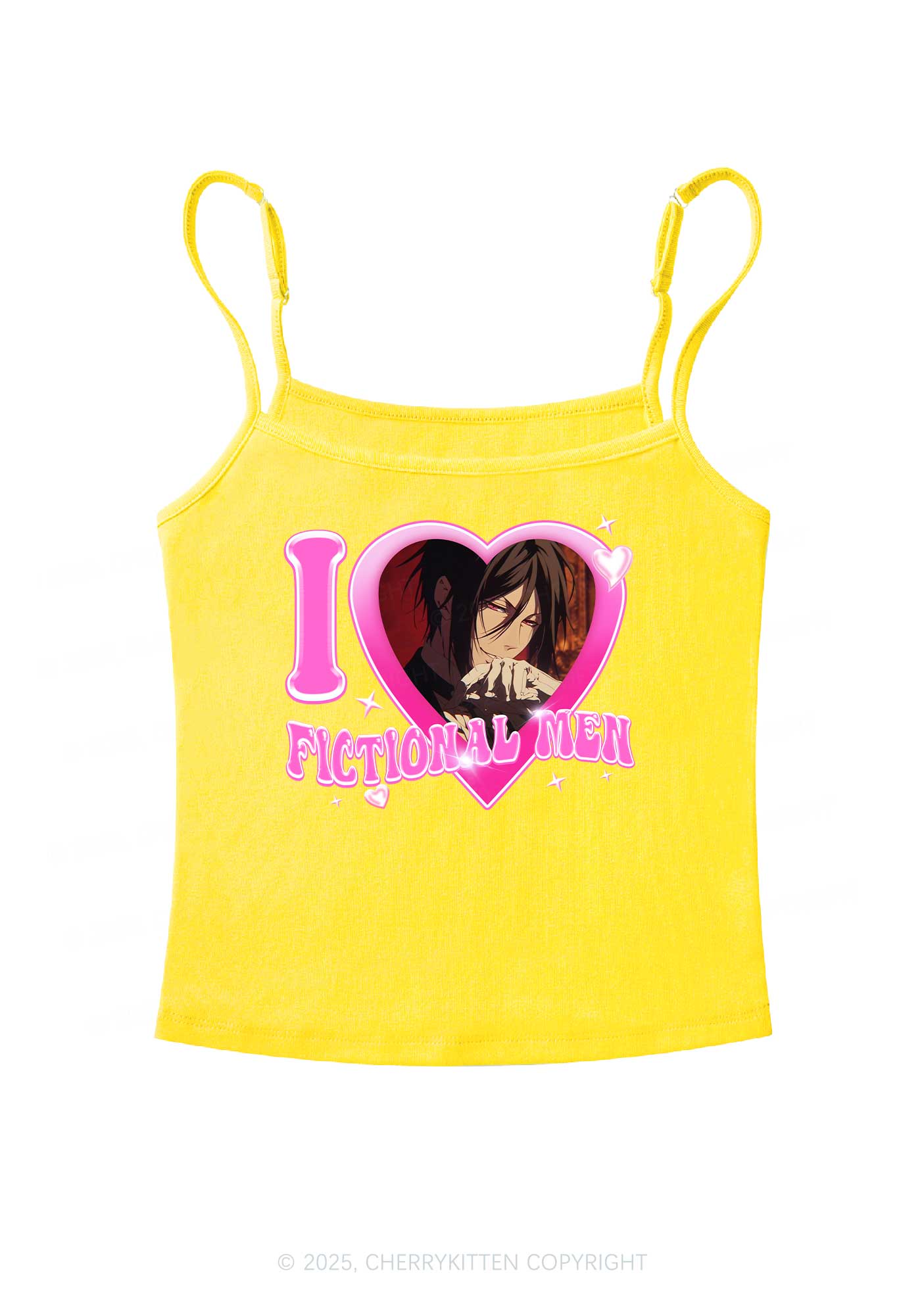 Custom I Love Fictional Men Y2K Spaghetti Strap Cami Cherrykitten