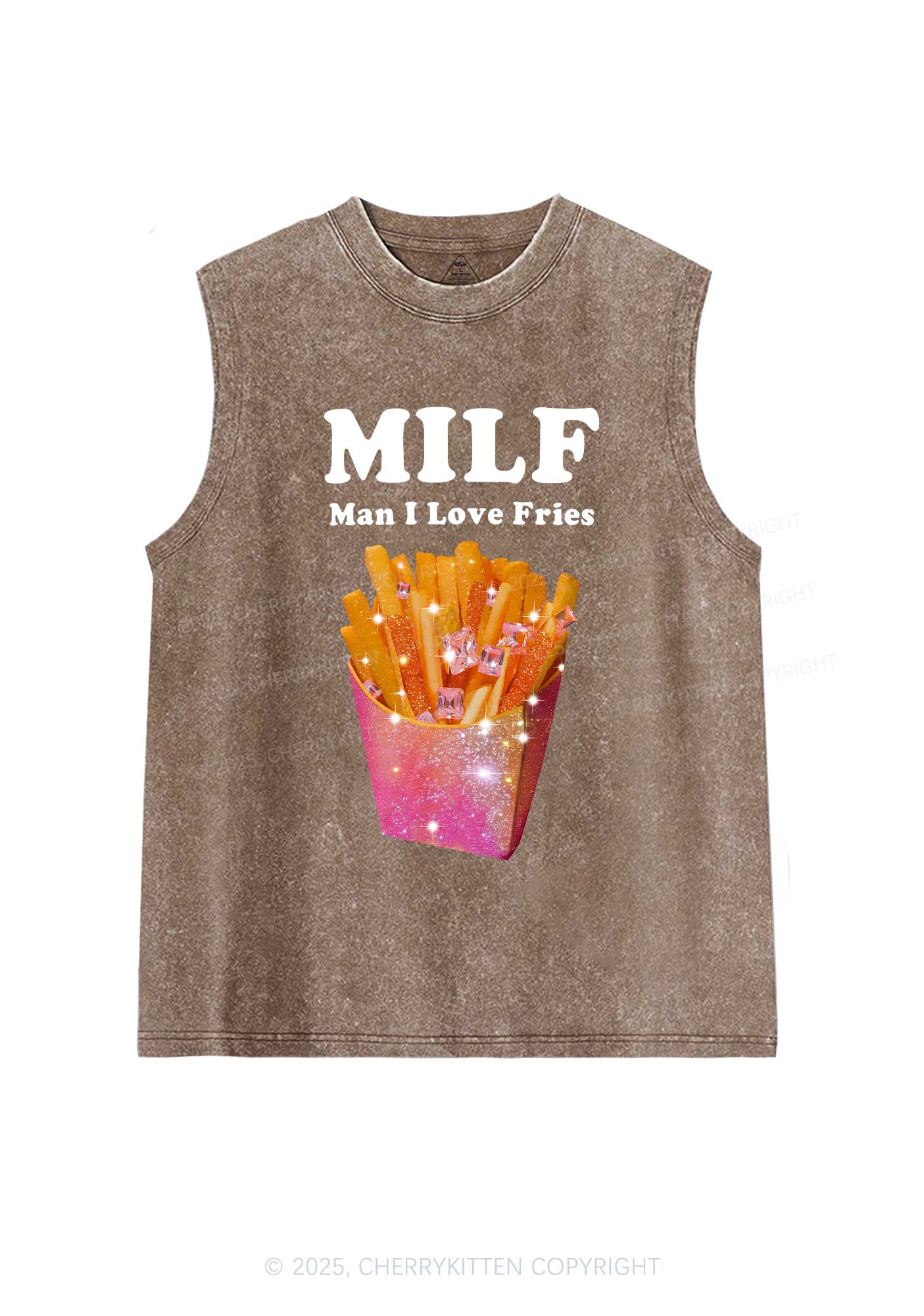Man I Love Fries Y2K Washed Muscle Tank Cherrykitten