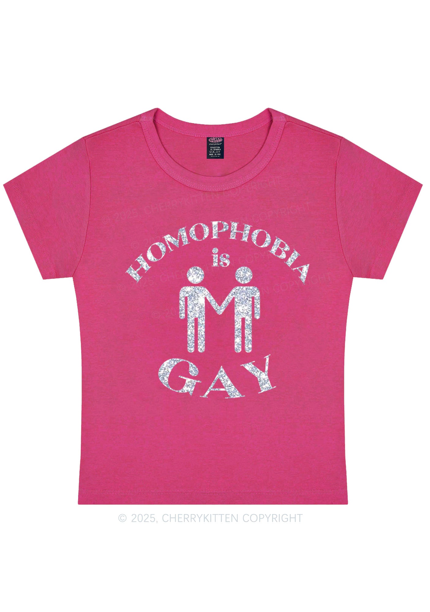 Glitter Homophobia Is Gay Pride Y2K Baby Tee Cherrykitten