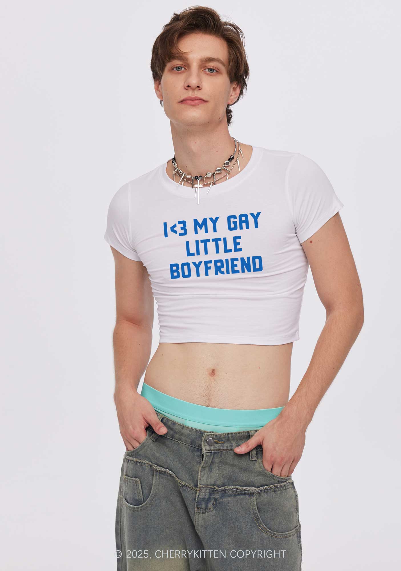 Love My Gay BF Pride Y2K Baby Tee Cherrykitten