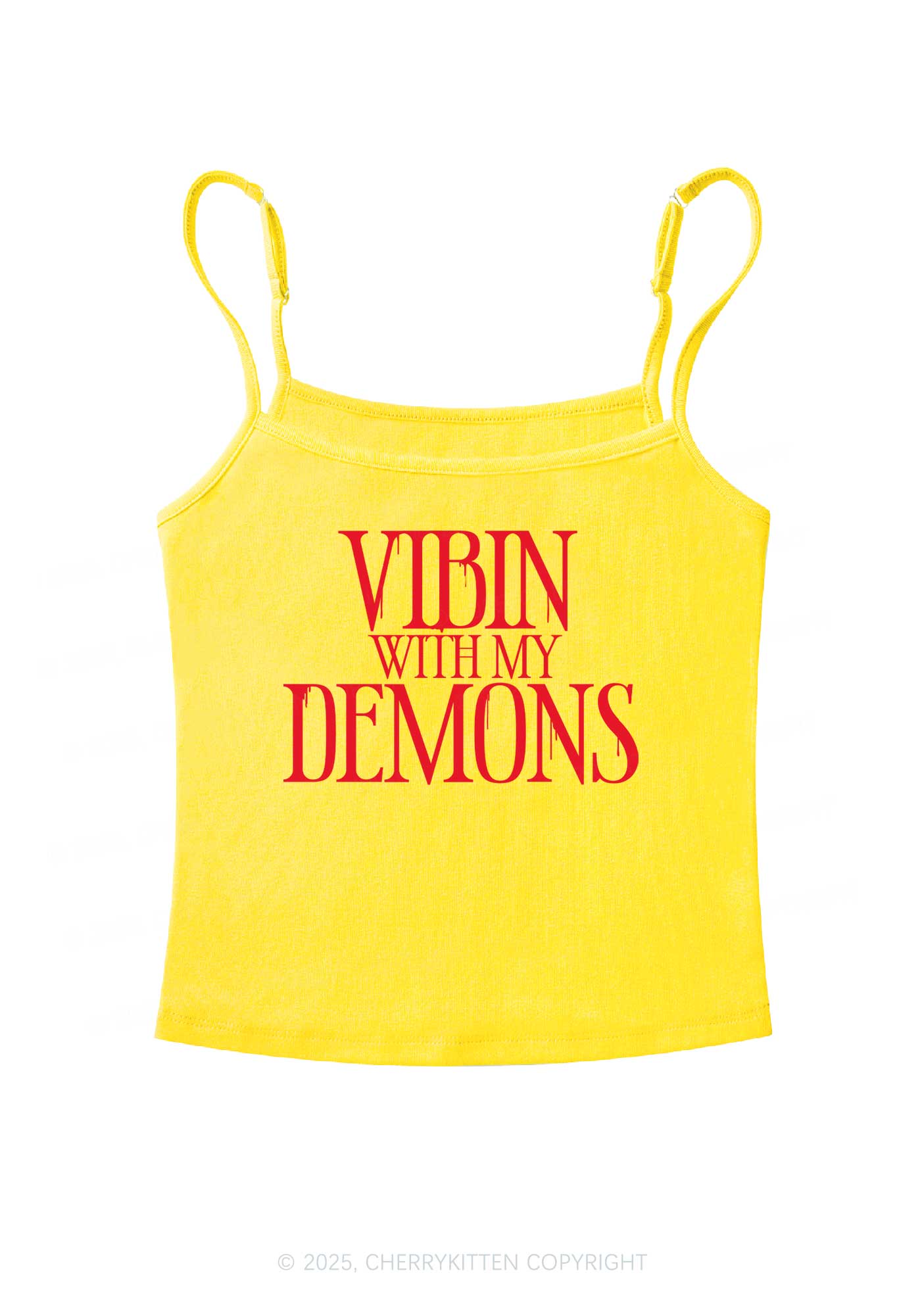 Halloween Vibin With My Demons Y2K Spaghetti Strap Cami Cherrykitten