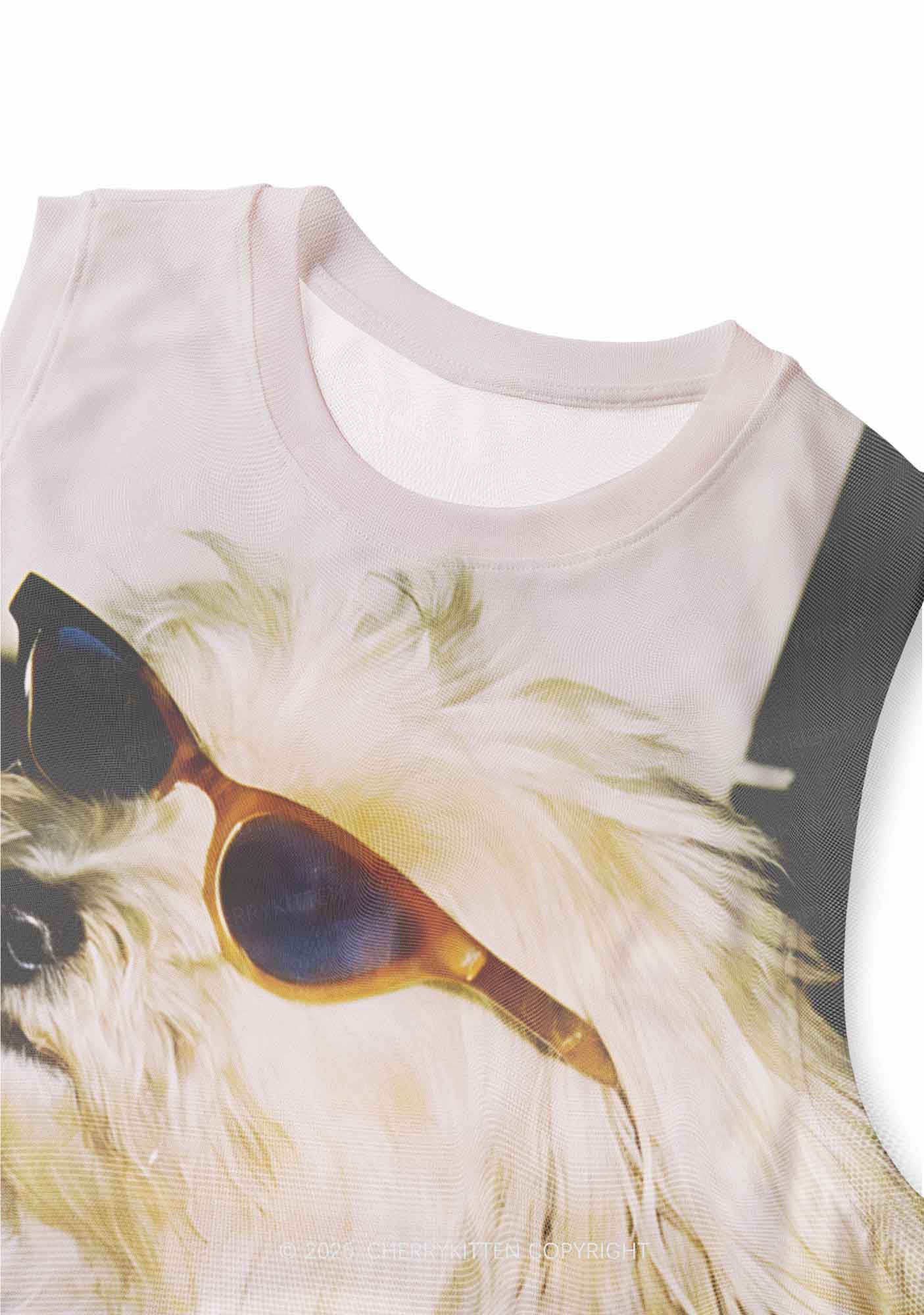 Sunglasses Puppy Y2K Mesh Muscle Tank Cherrykitten