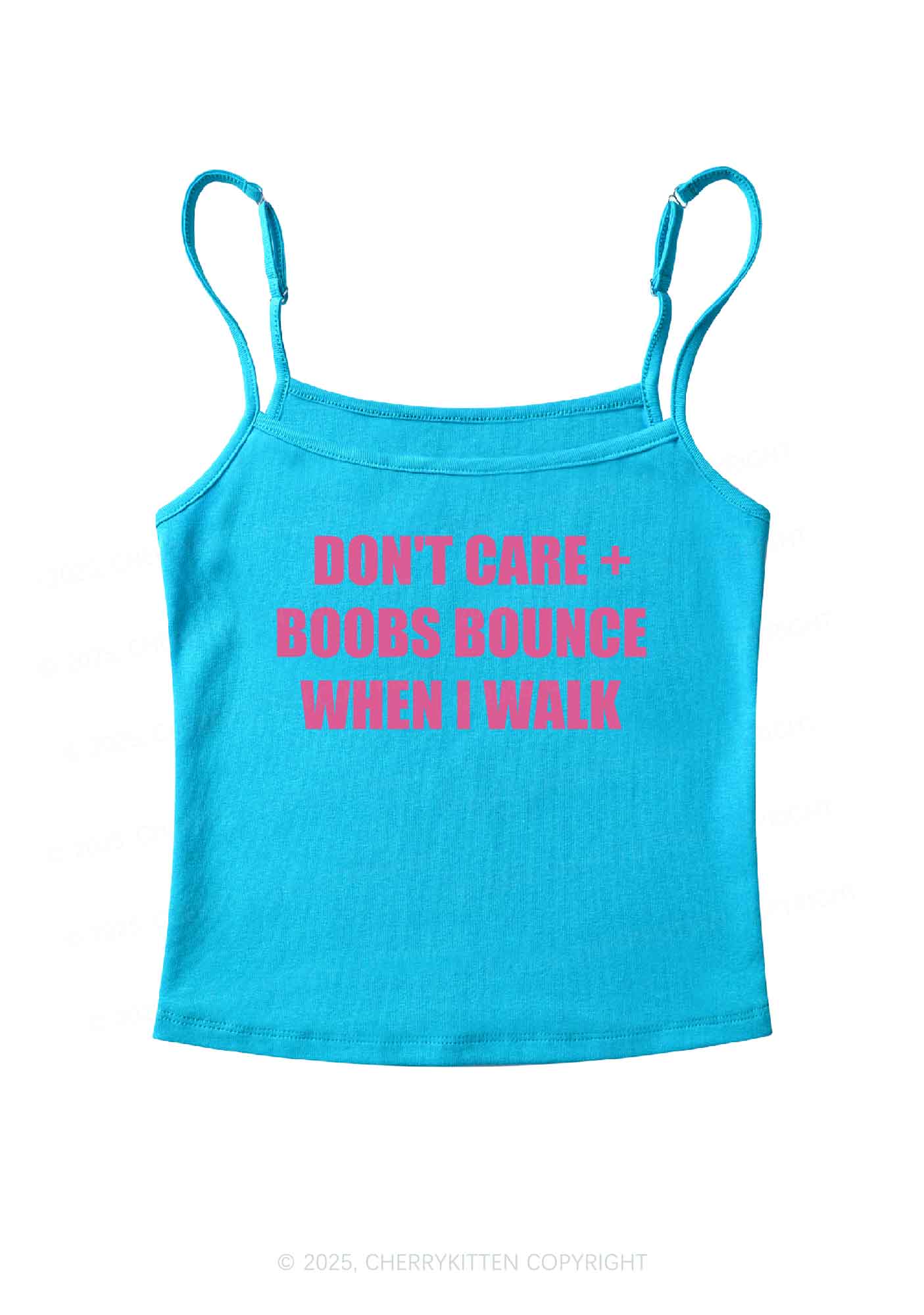 Don't Care Bxxbs Bounce When I Walk Y2K Spaghetti Strap Cami Cherrykitten