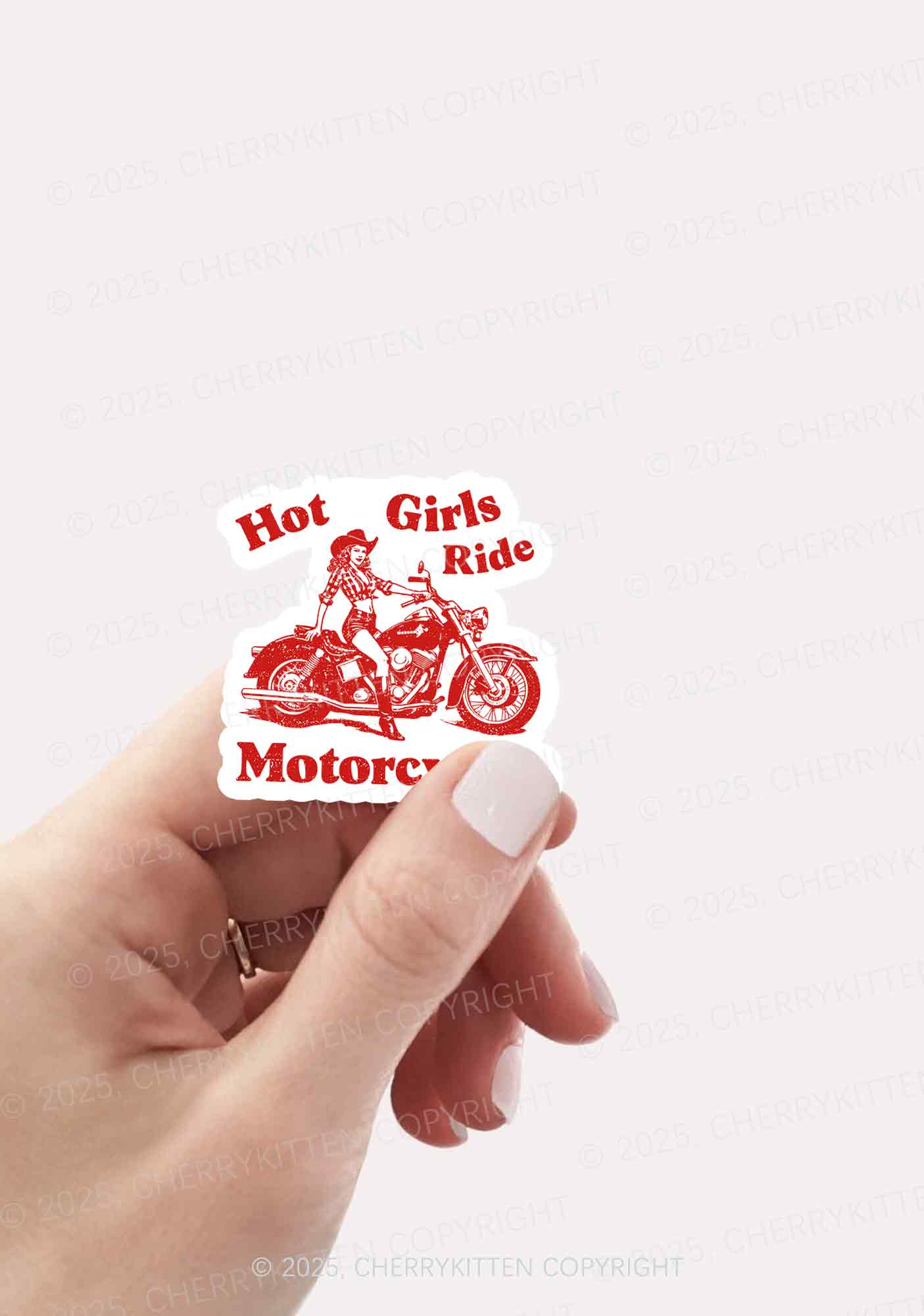 Hot Girls Ride Motorcycles 1Pc Y2K Sticker Cherrykitten