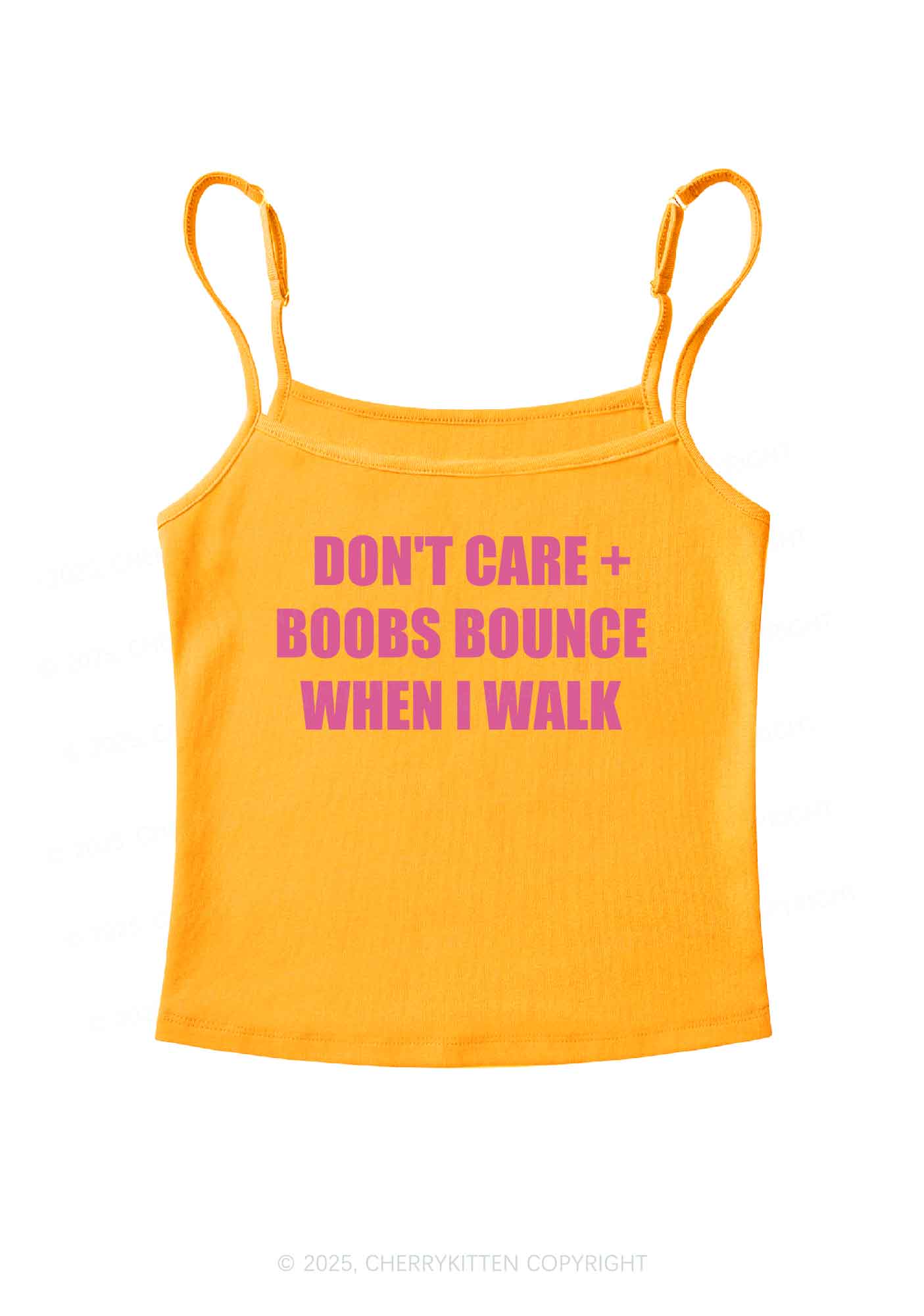Don't Care Bxxbs Bounce When I Walk Y2K Spaghetti Strap Cami Cherrykitten