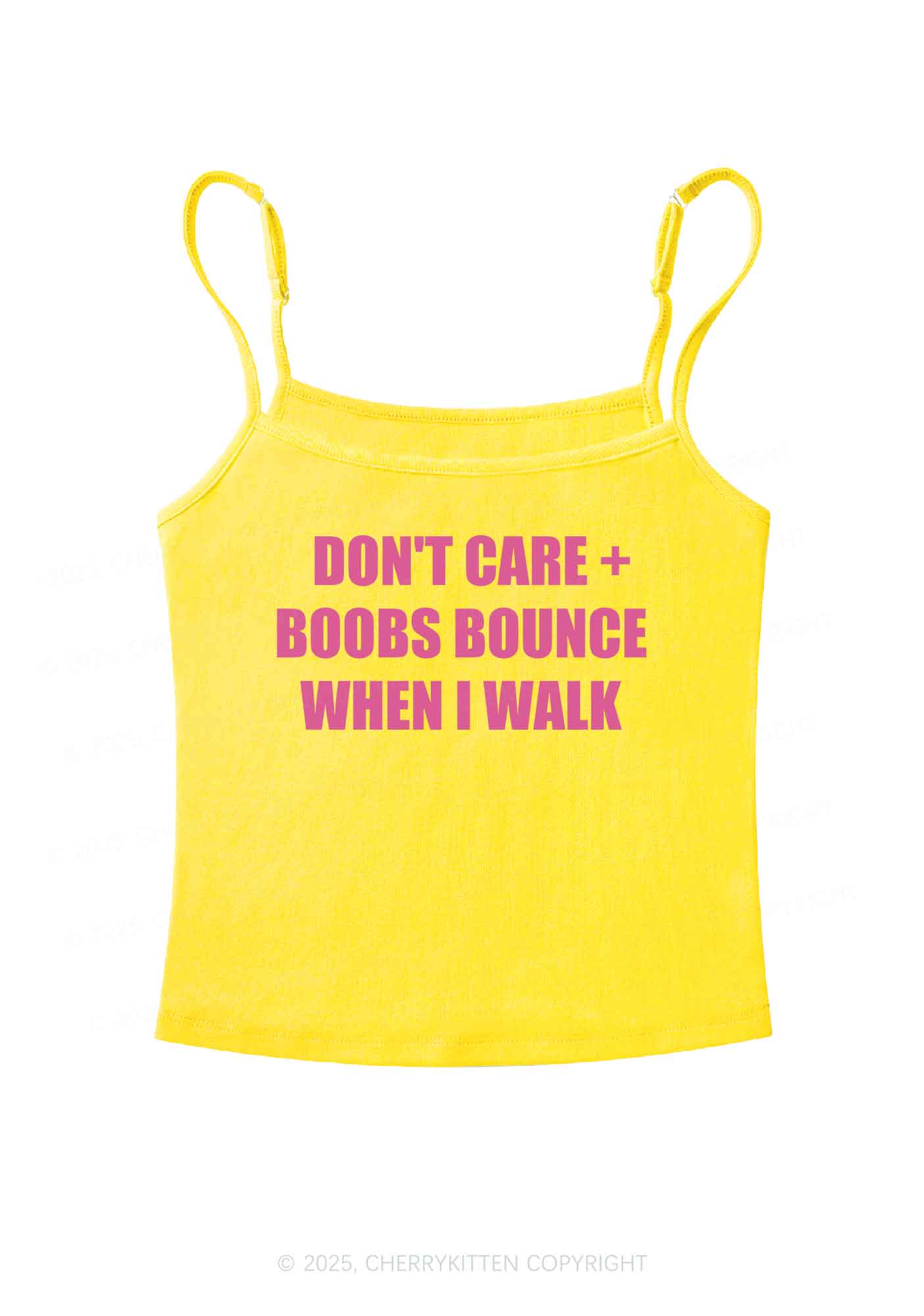 Don't Care Bxxbs Bounce When I Walk Y2K Spaghetti Strap Cami Cherrykitten