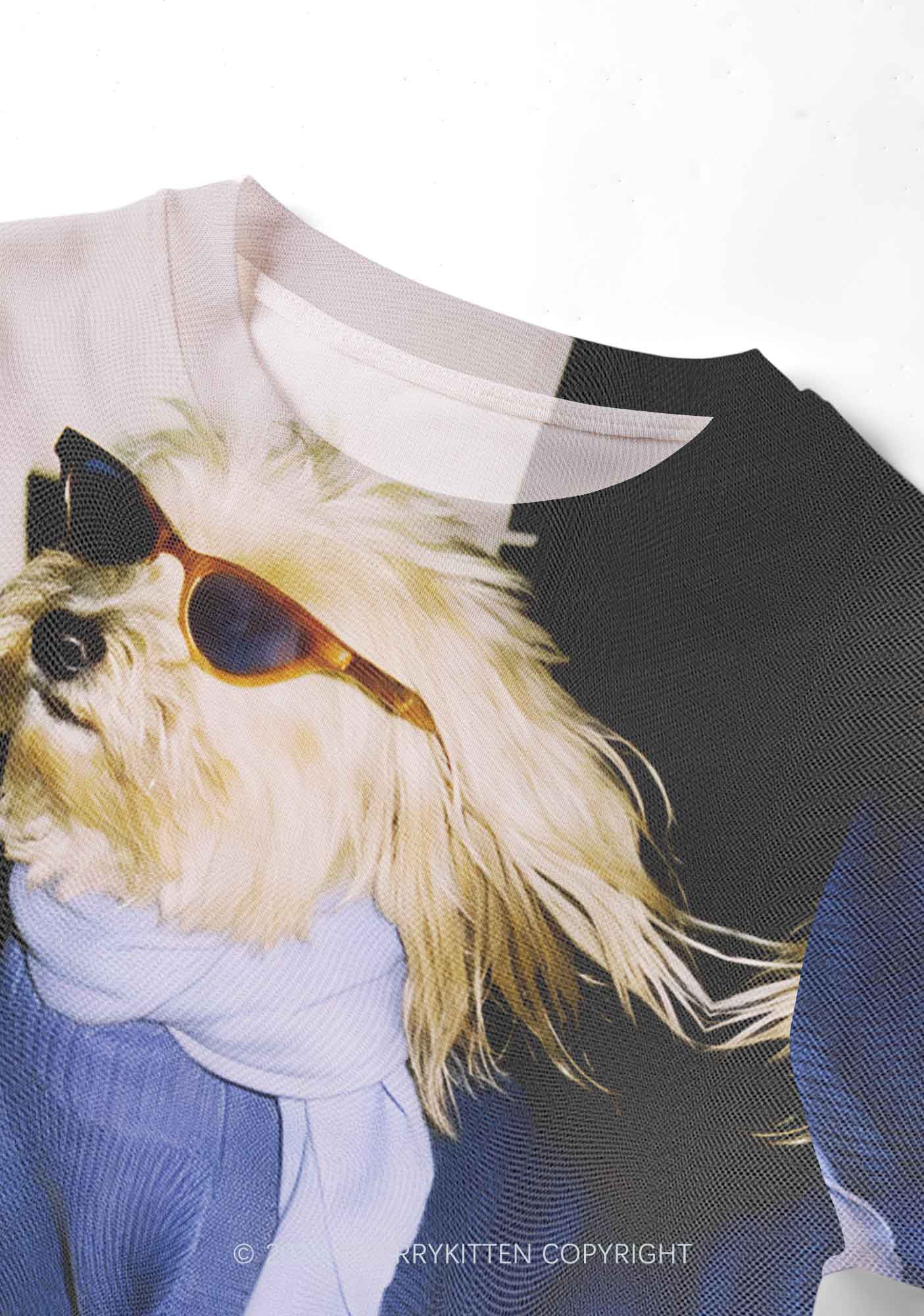 Sunglasses Puppy Y2K Mesh Crop Top Cherrykitten