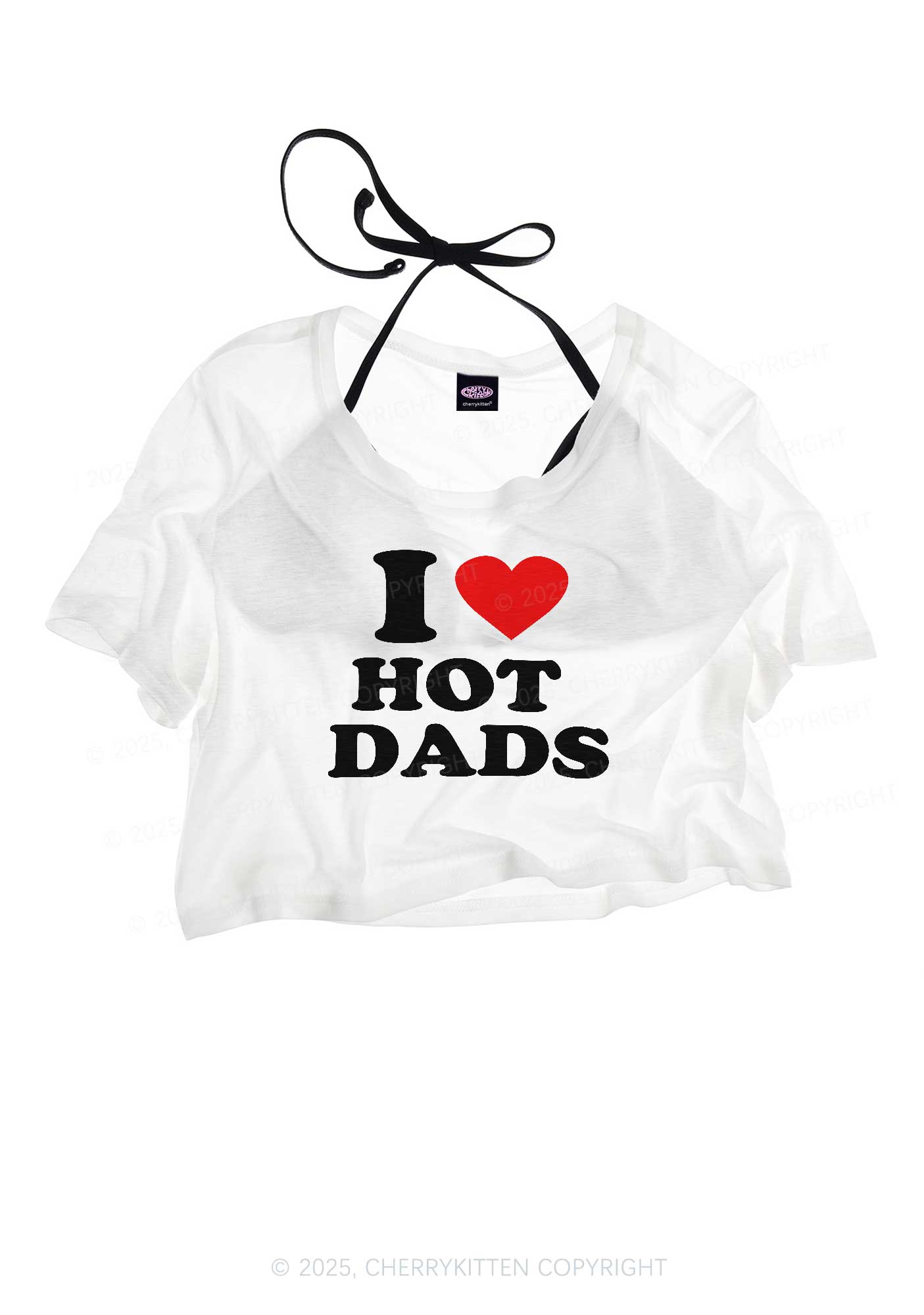 I Love Hot Dads Y2K Sheer Crop Tee Cherrykitten