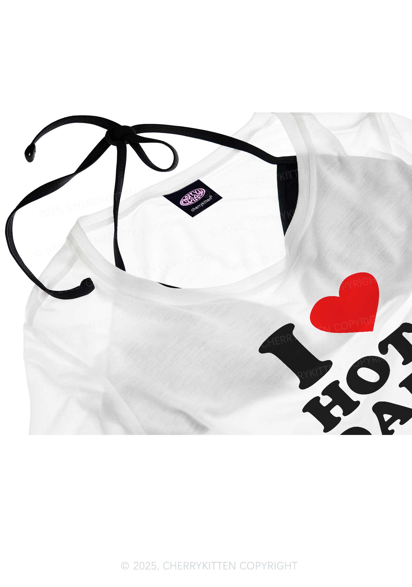 I Love Hot Dads Y2K Sheer Crop Tee Cherrykitten