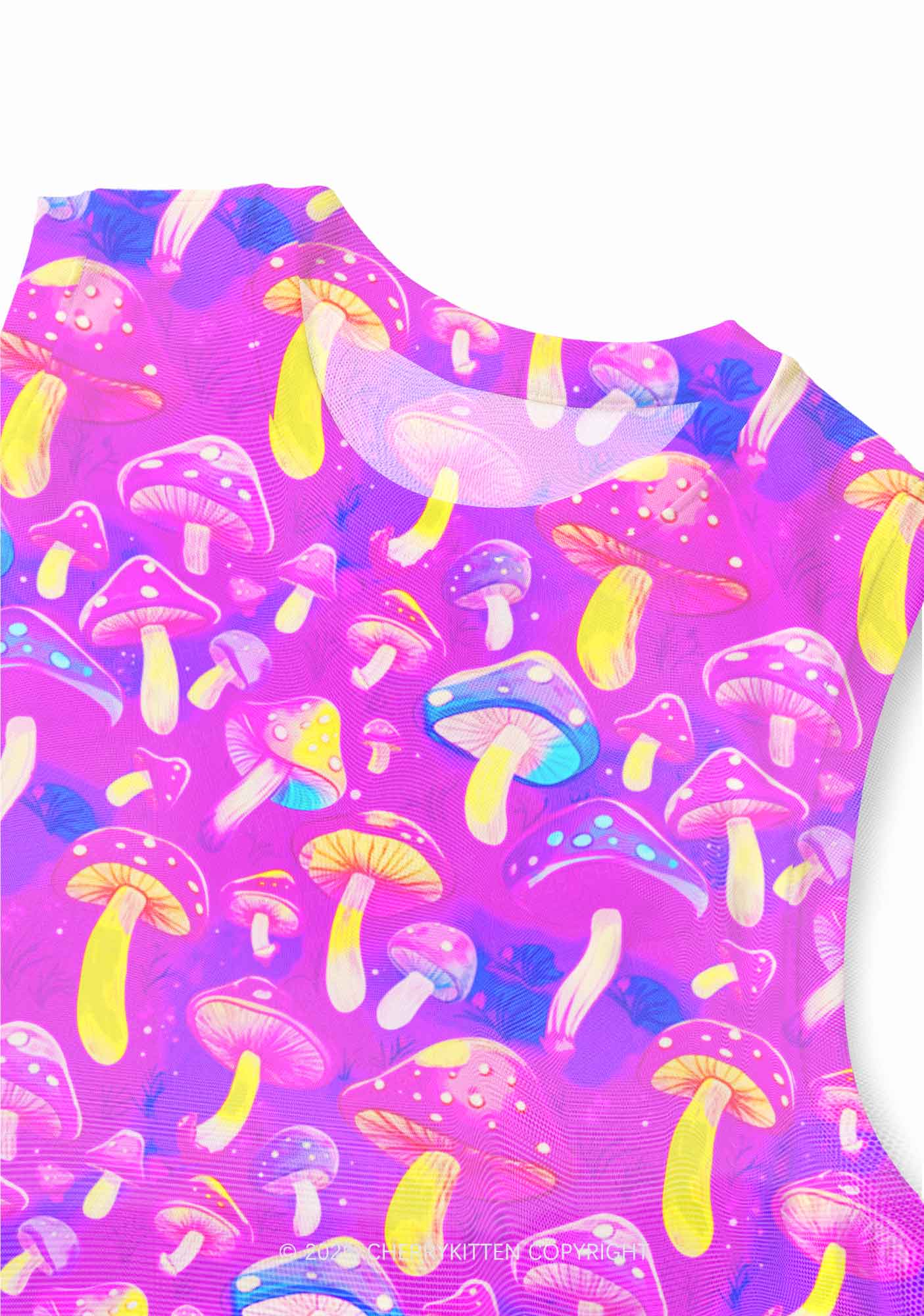 Trippy Mushrooms Y2K Mesh Muscle Tank Cherrykitten