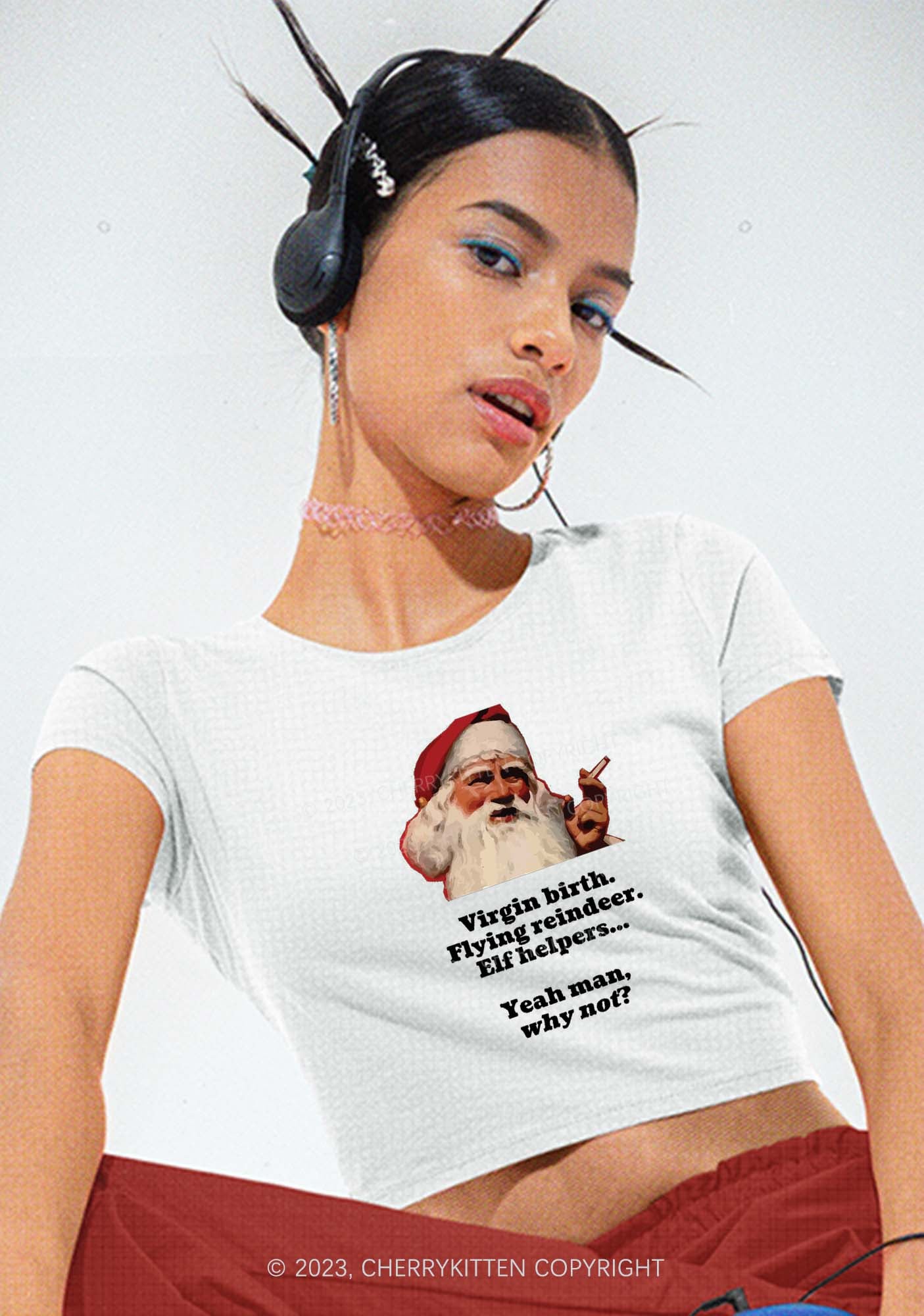 Yeah Man Why Not Christmas Baby Tee Cherrykitten