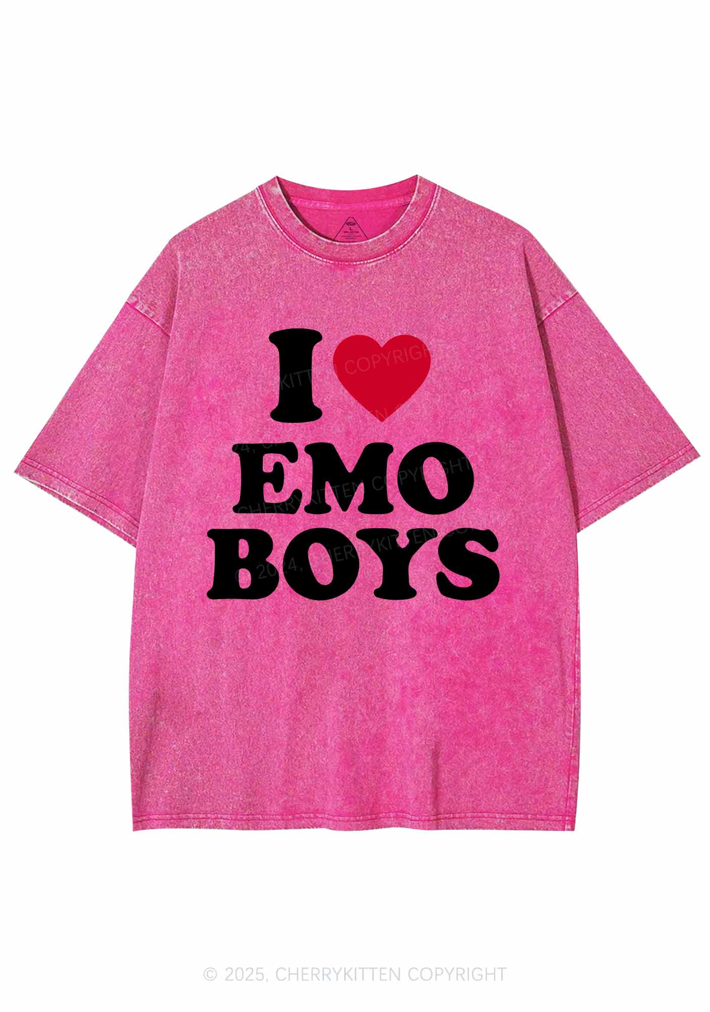 I Love Emo Boys Y2K Shirts Washed Tee Cherrykitten