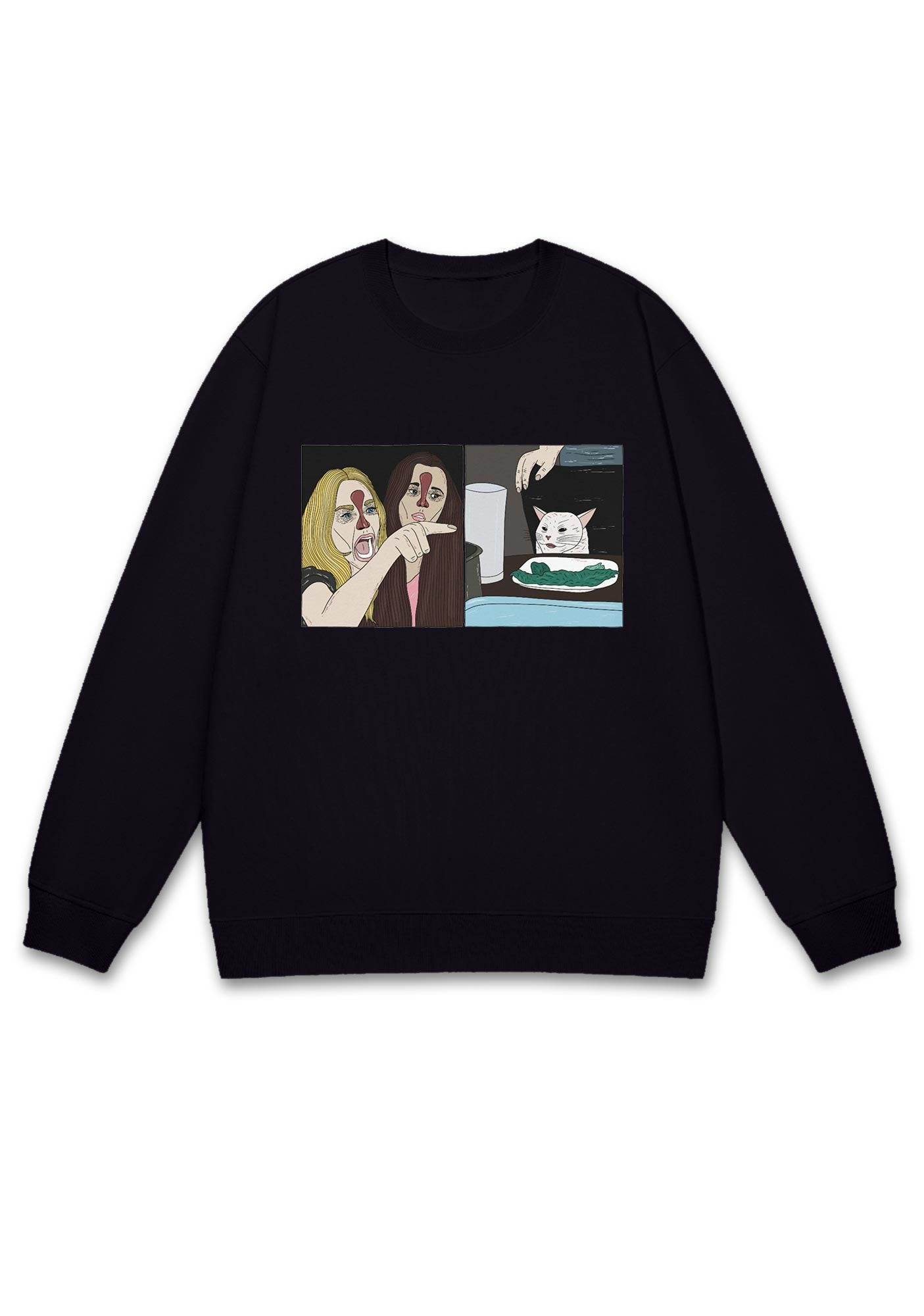 Quarreling Girls And White Cat Y2K Sweatshirt