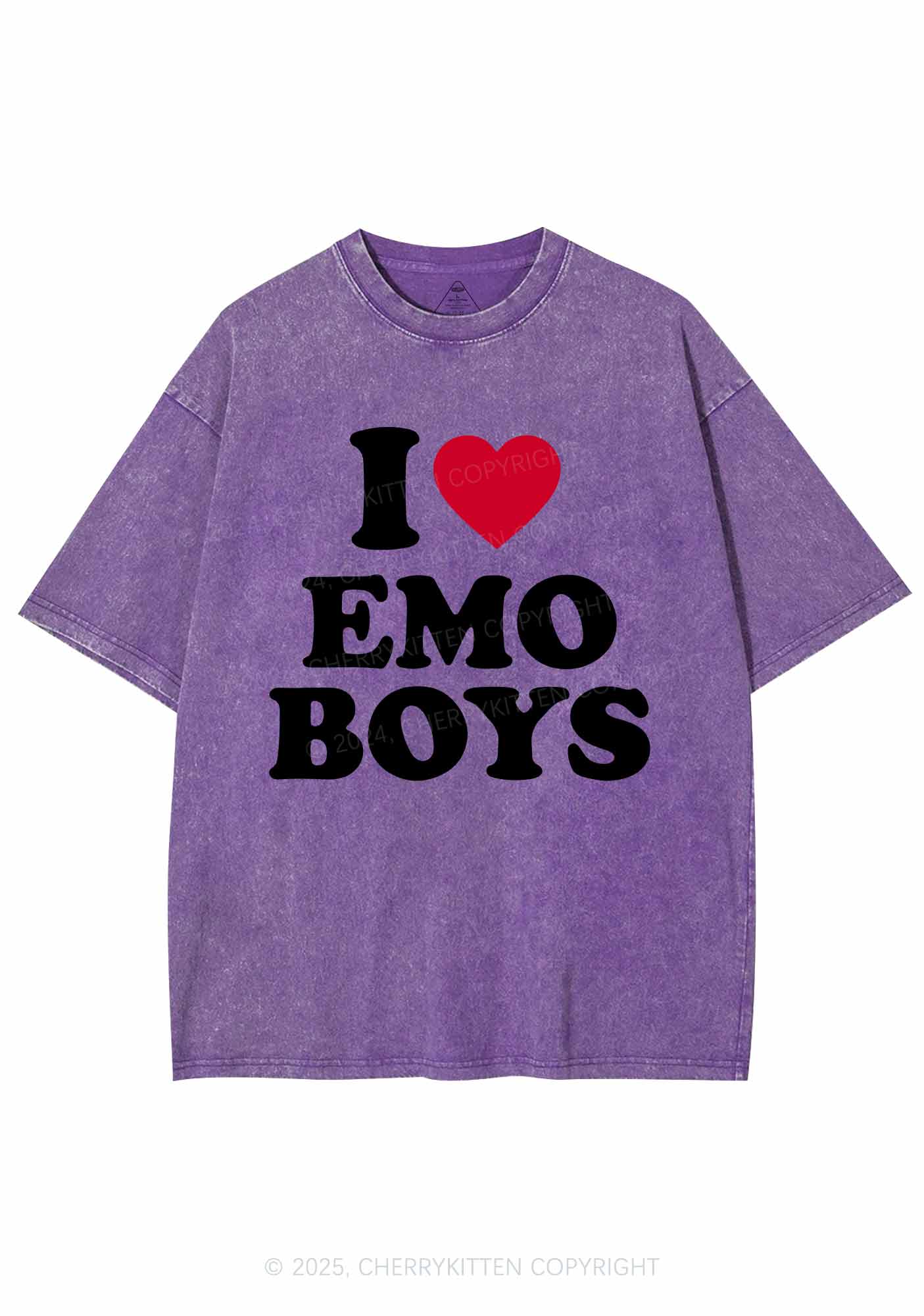 I Love Emo Boys Y2K Shirts Washed Tee Cherrykitten