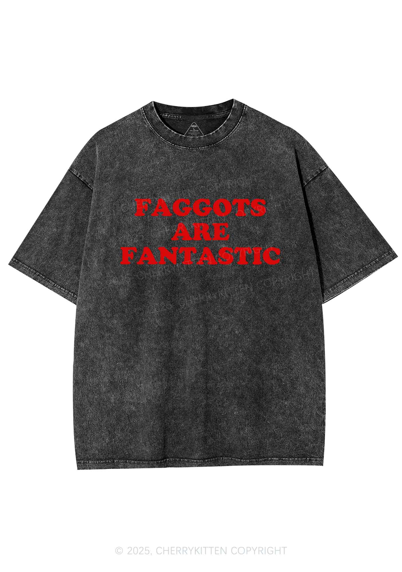 Faggots Are Fantastic Pride Y2K Shirts Washed Tee Cherrykitten