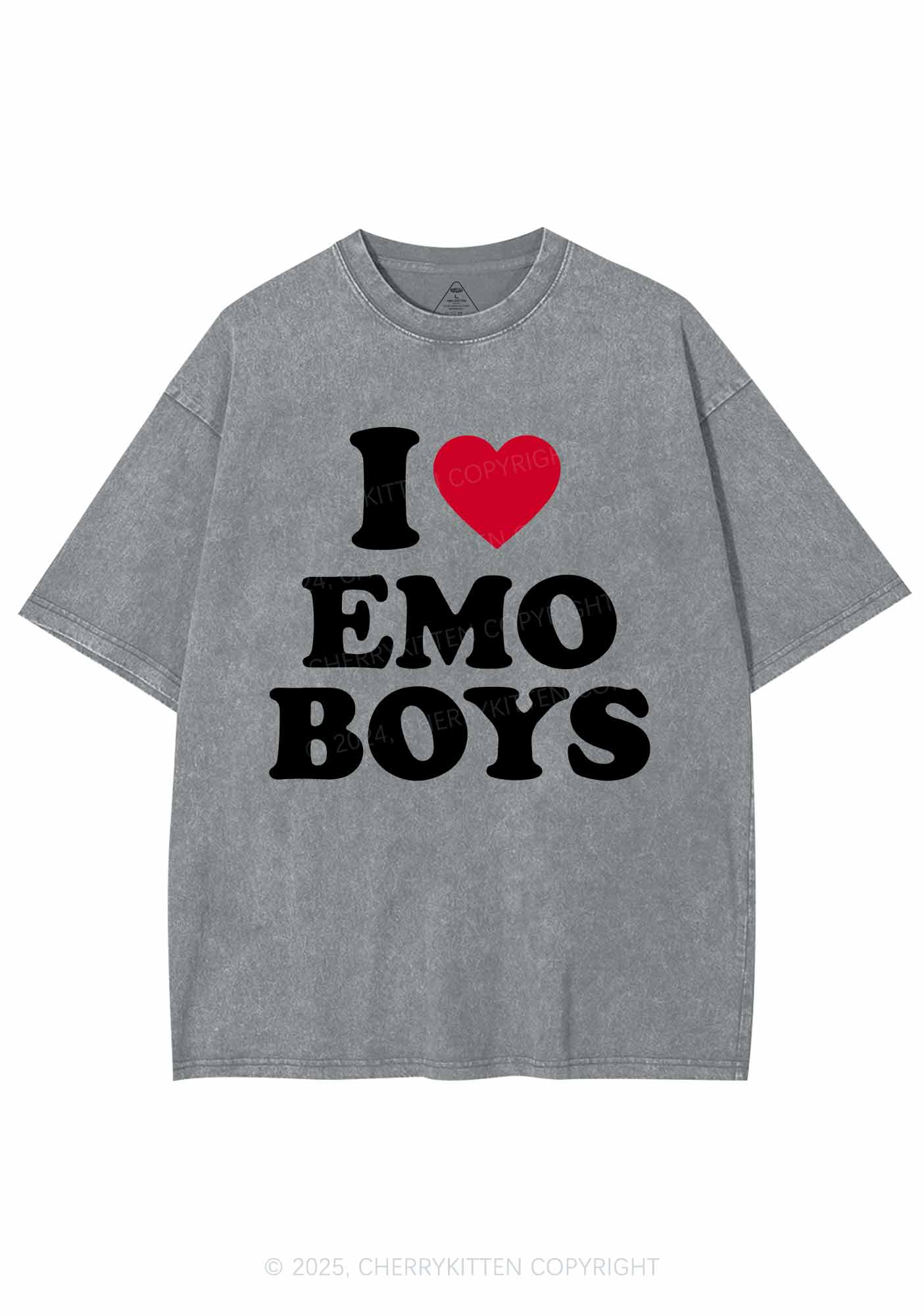 I Love Emo Boys Y2K Shirts Washed Tee Cherrykitten