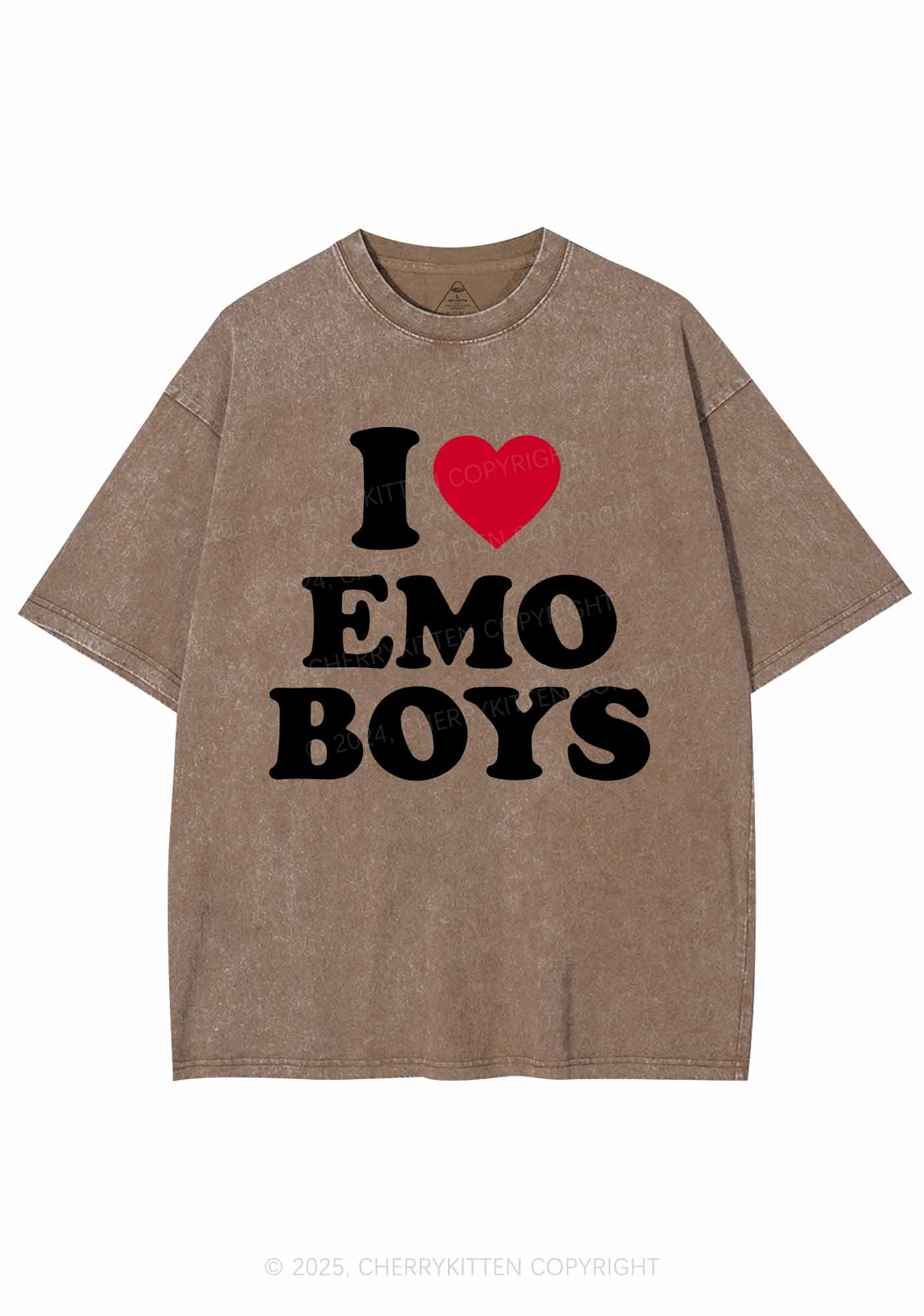 I Love Emo Boys Y2K Shirts Washed Tee Cherrykitten