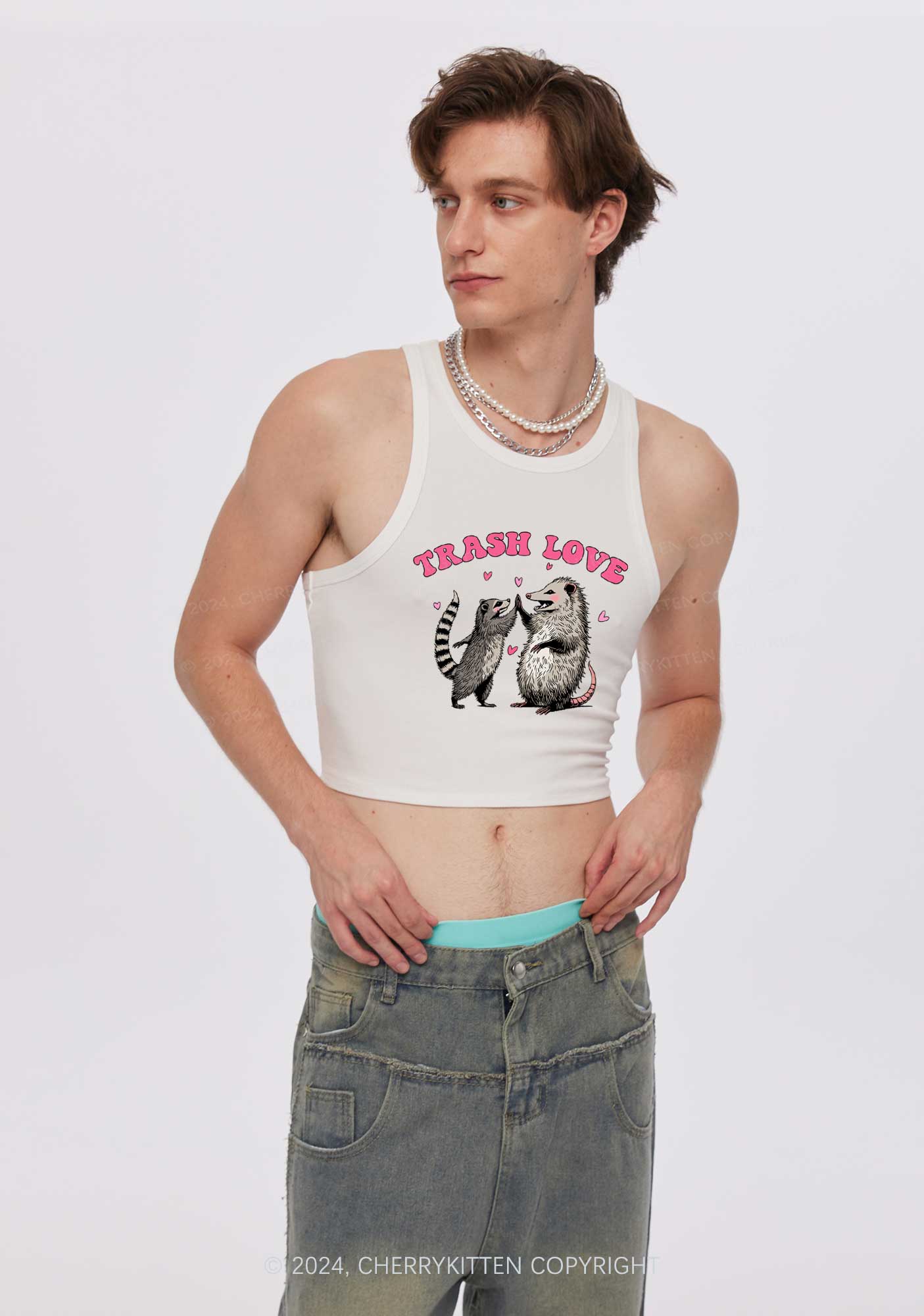 Trash Love Y2K Valentine's Day Crop Tank Top Cherrykitten