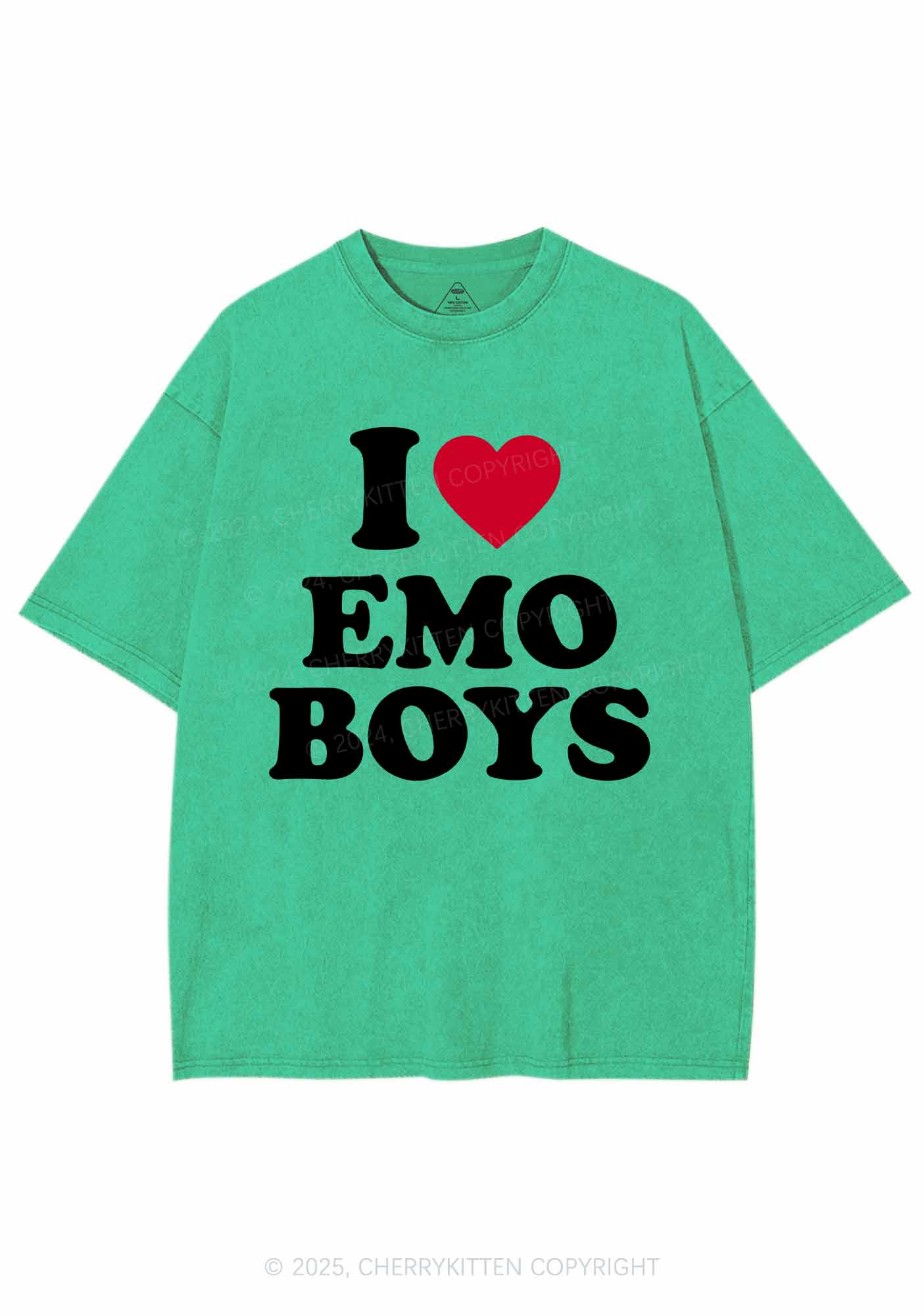 I Love Emo Boys Y2K Shirts Washed Tee Cherrykitten