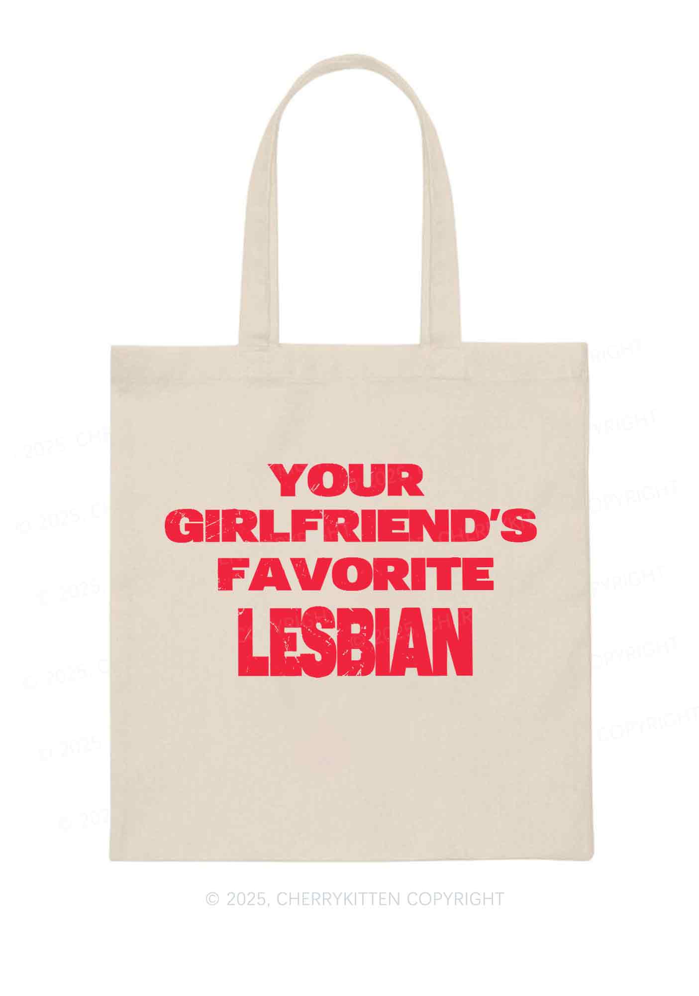 Your GF Favorite Lesbian Pride Y2K Canvas Tote Bag Cherrykitten