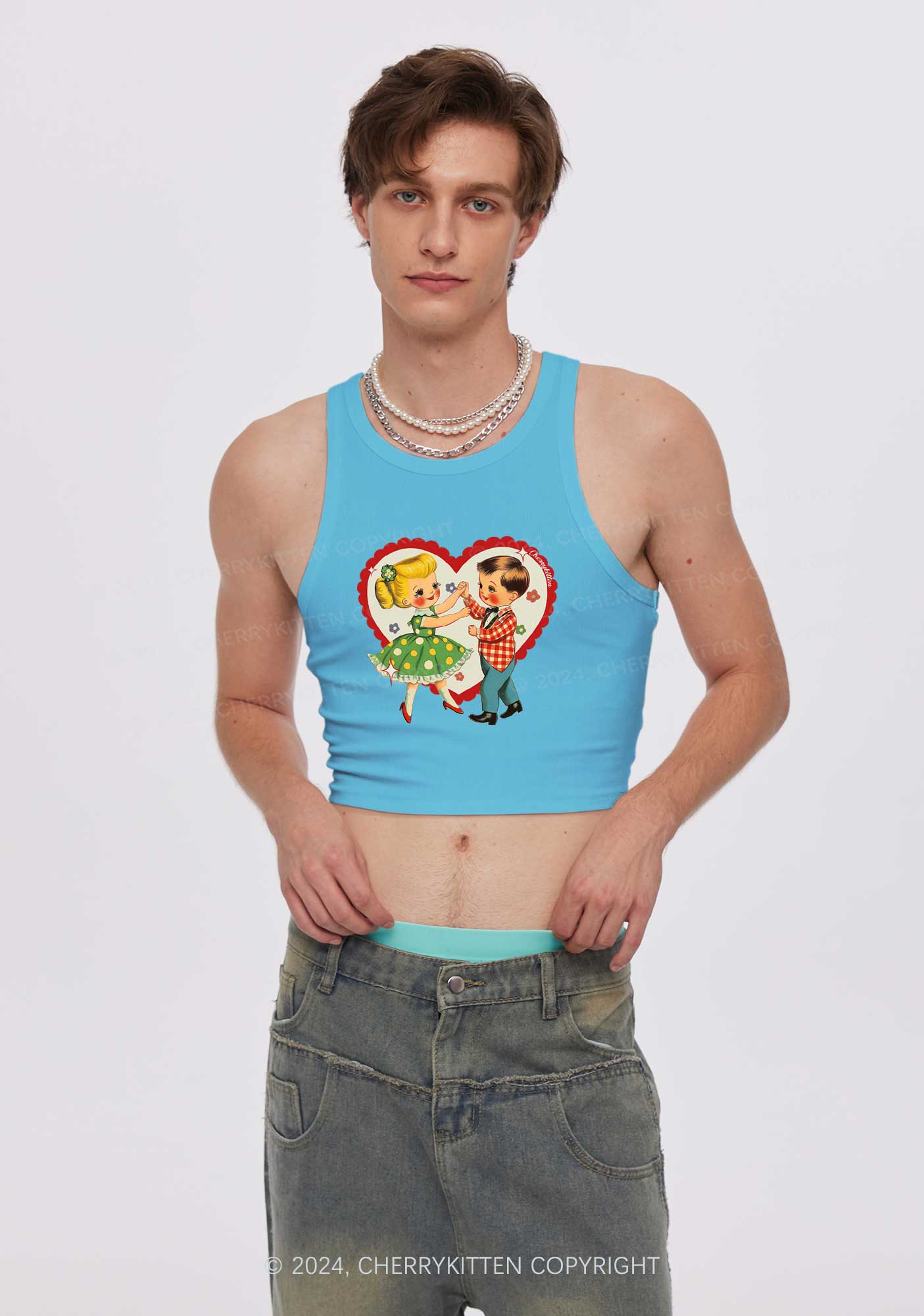 Dancing Kids Y2K Valentine's Day Crop Tank Top Cherrykitten