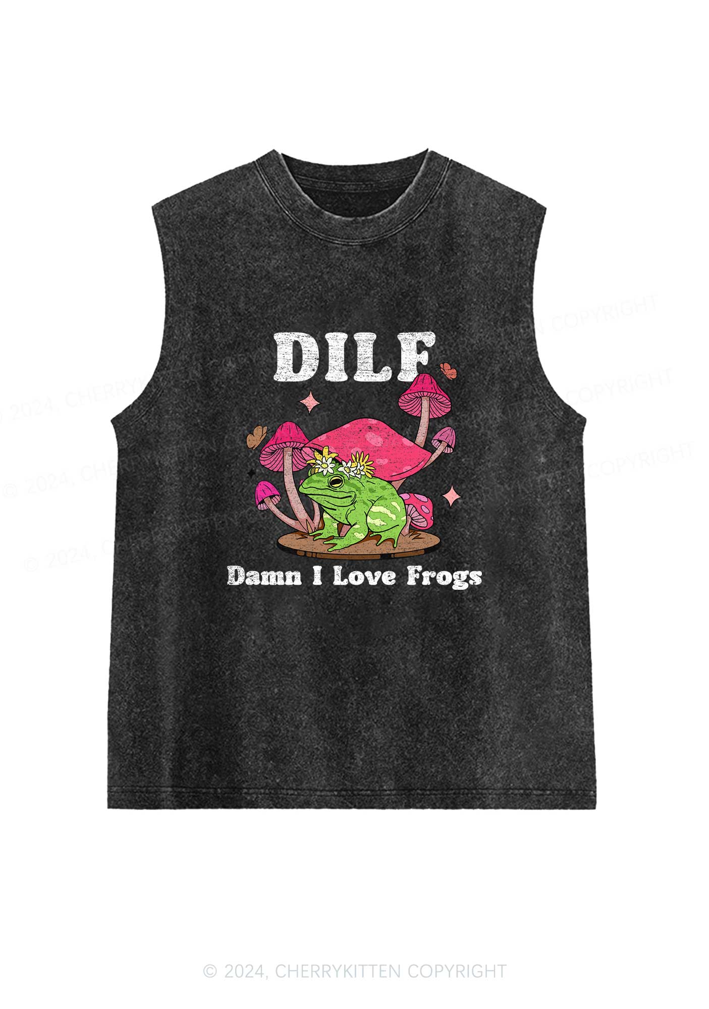 I Love Frogs Y2K Washed Tank Cherrykitten