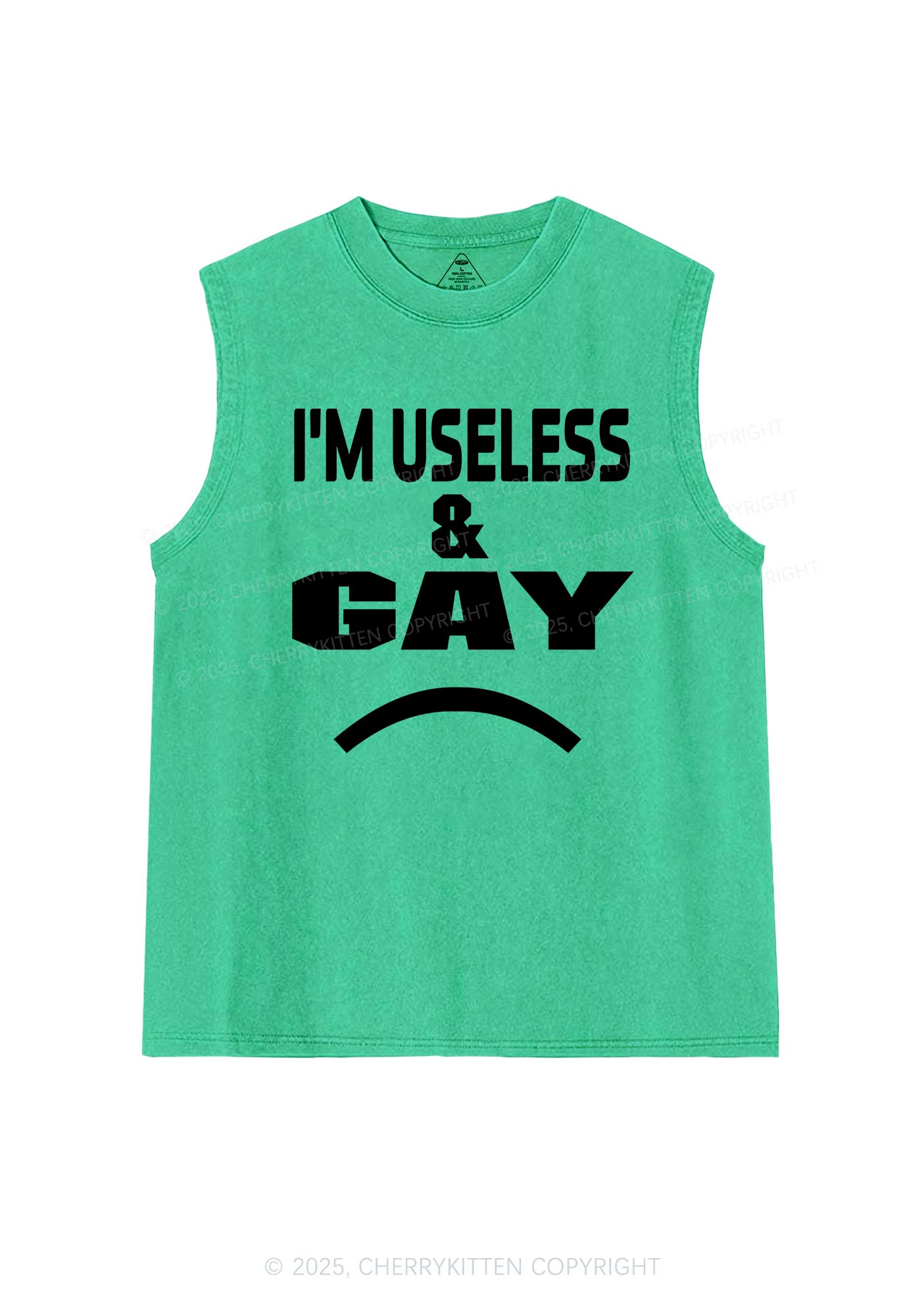 Useless Gay Pride Y2K Washed Muscle Tank Cherrykitten