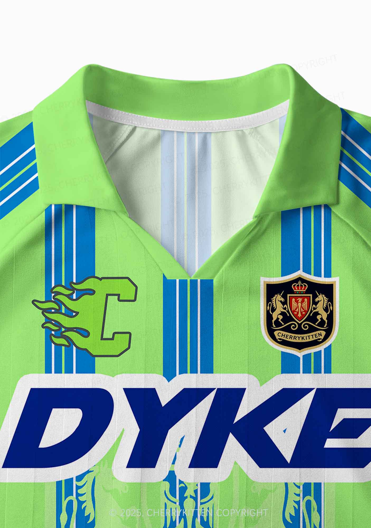 Custom Green DYKE Pride Y2K Sport Long Sleeve Jersey Shirts Cherrykitten