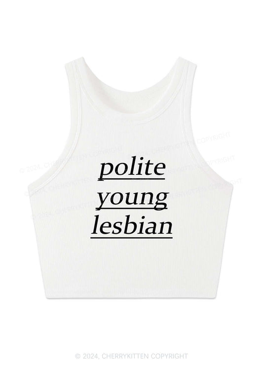 Polite Young Lesbian Y2K Crop Tank Top Cherrykitten