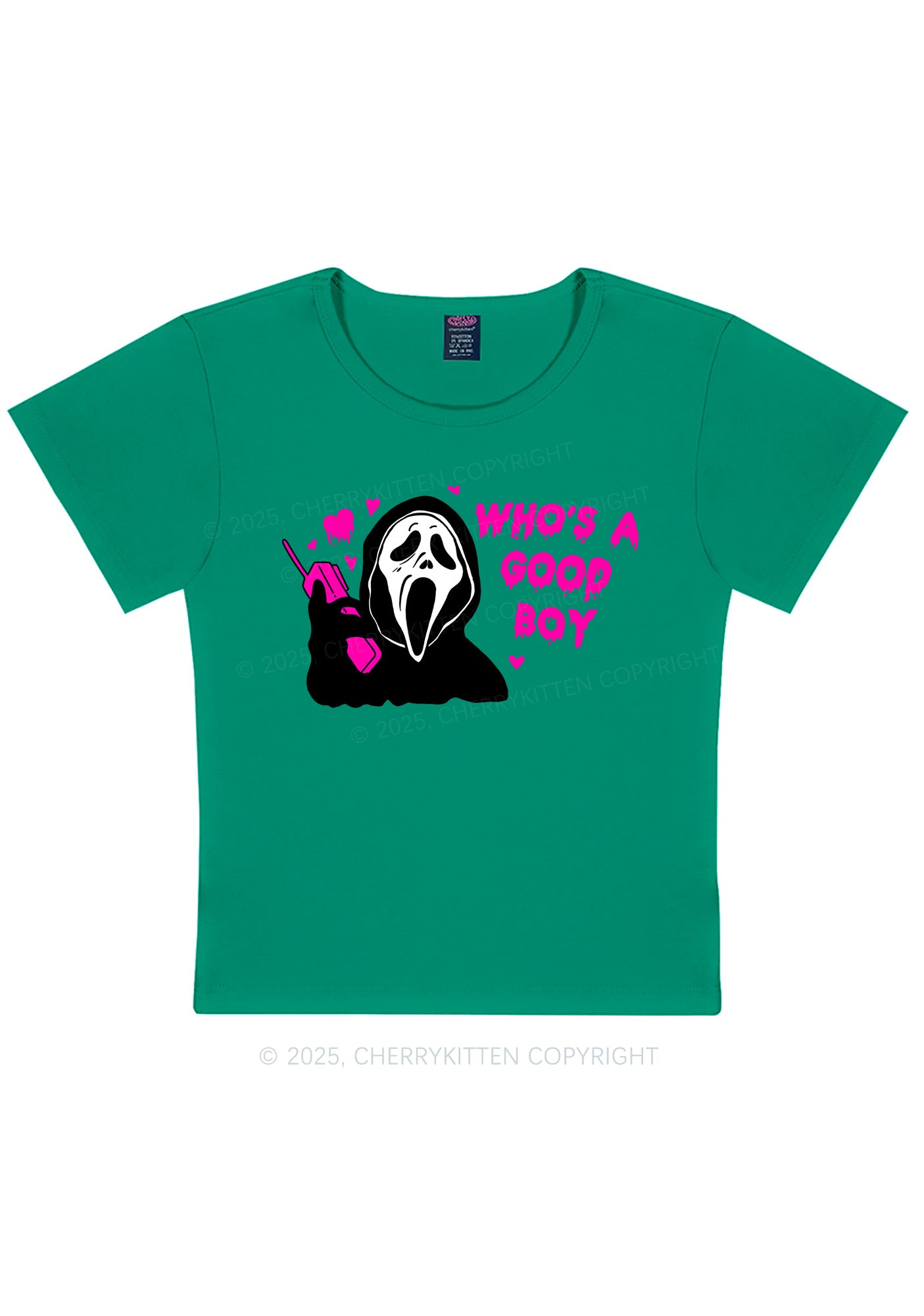 Halloween Whos Good Boy Y2K Baby Tee Cherrykitten